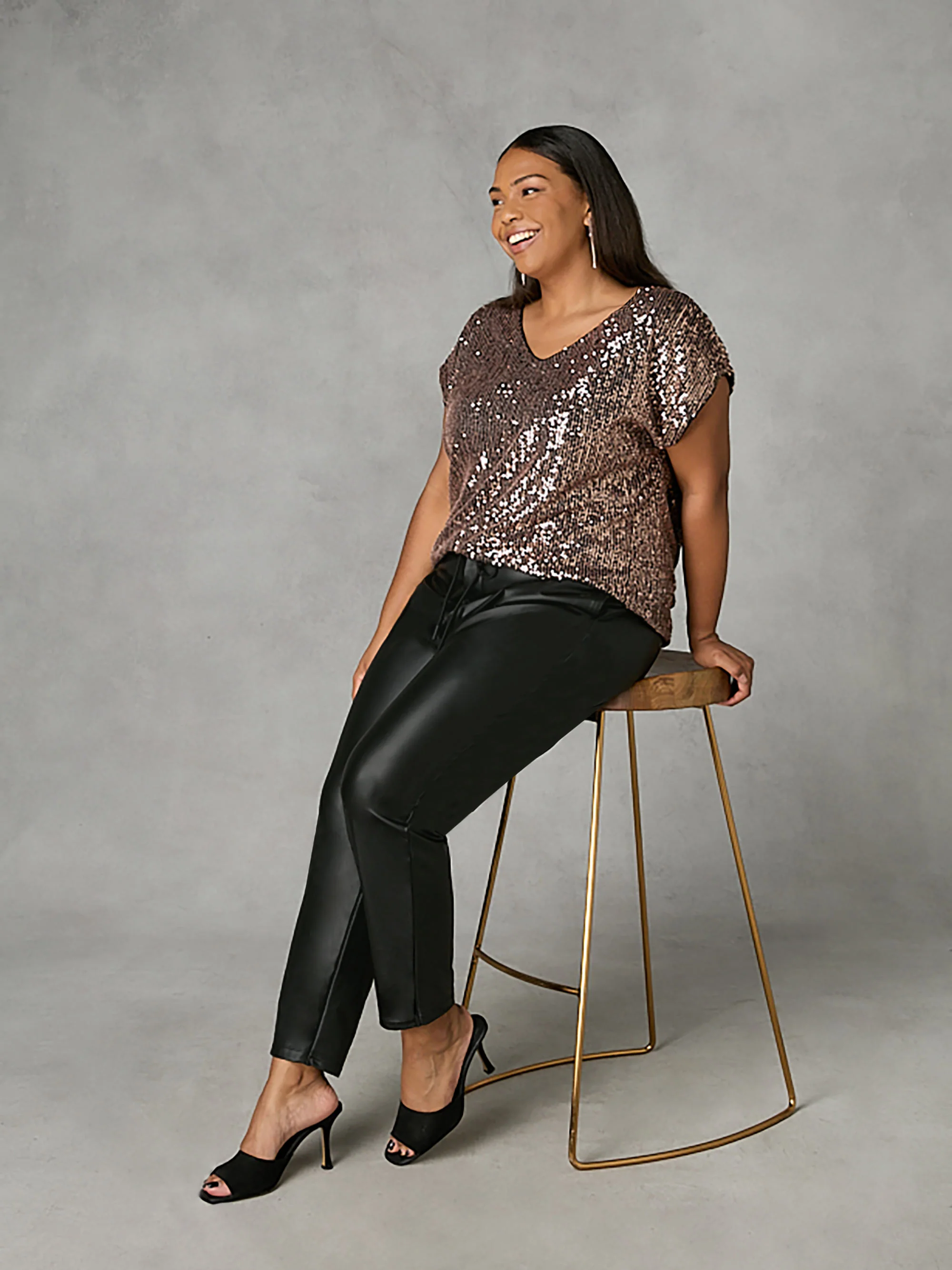 Black Faux Leather Joggers - Image 3