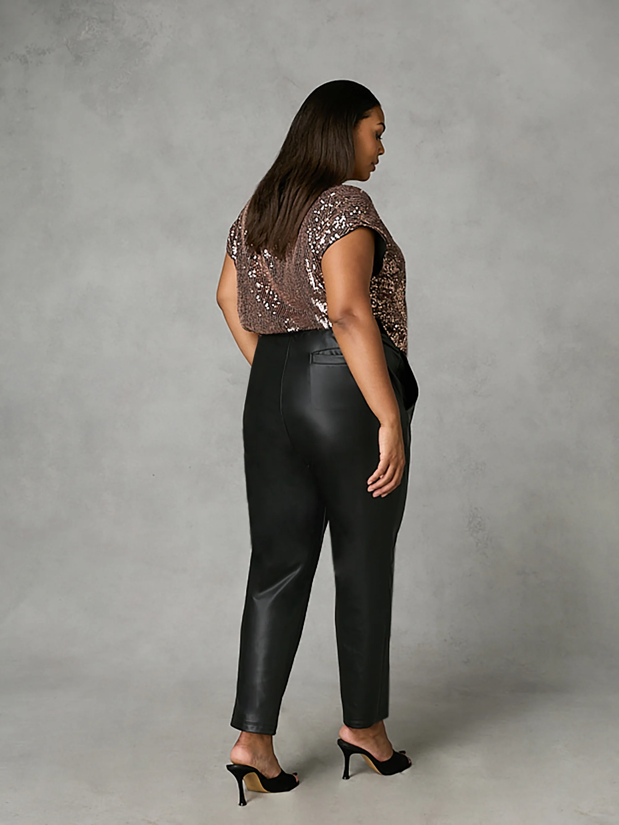 Black Faux Leather Joggers - Image 5