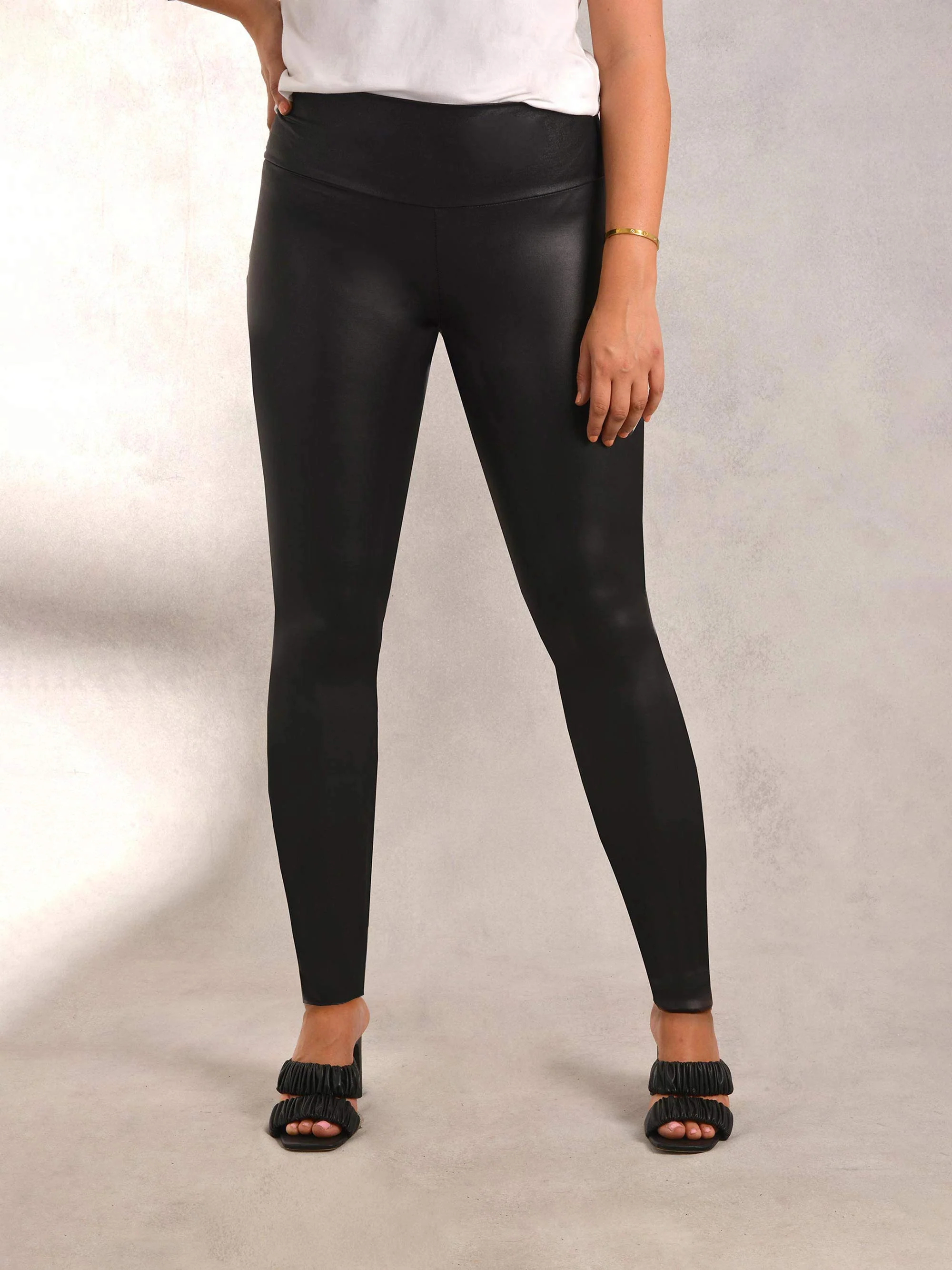Black Faux Leather Stretch Legging - Image 2