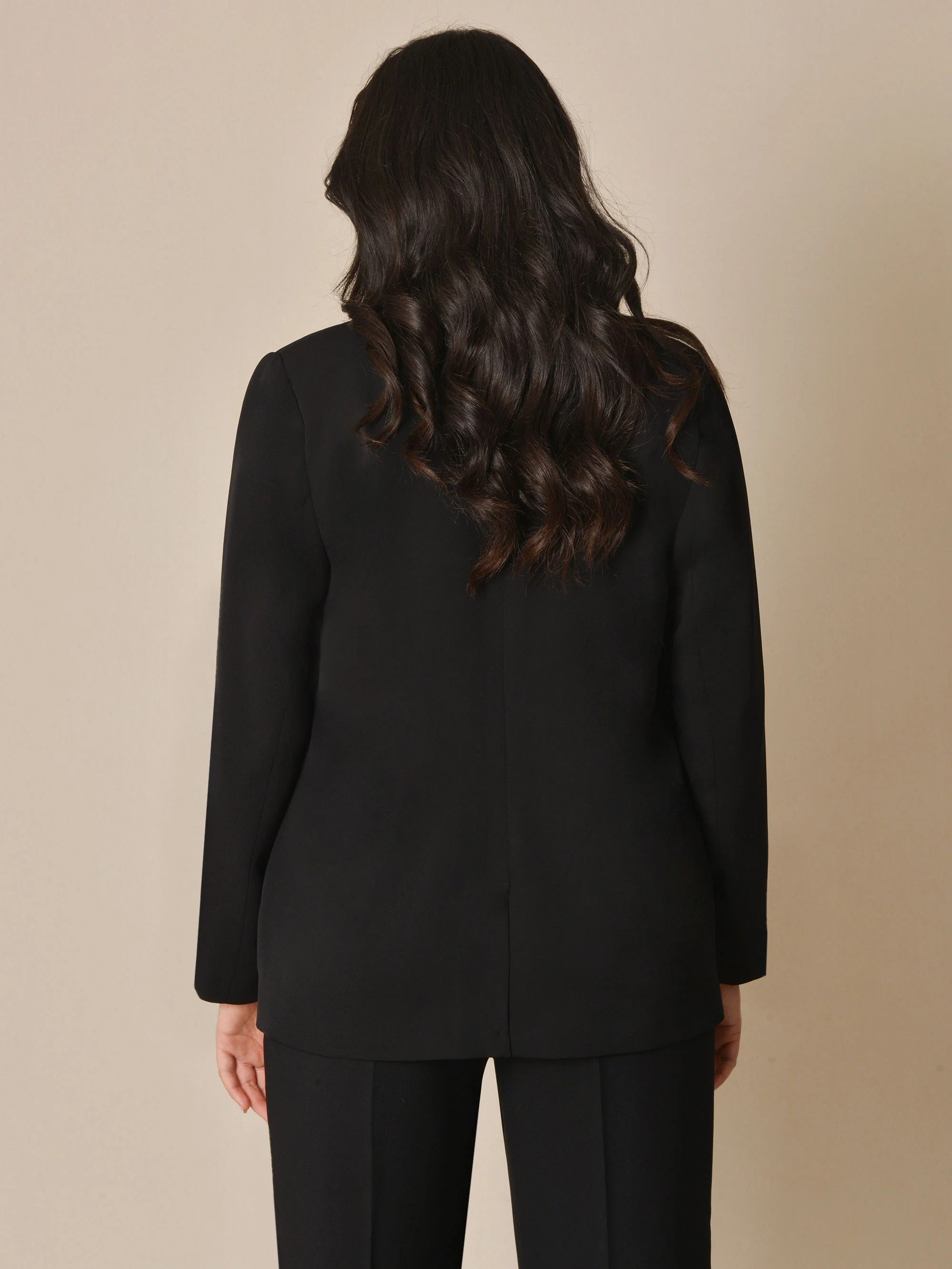 Black Fitted Woven Blazer - Image 3