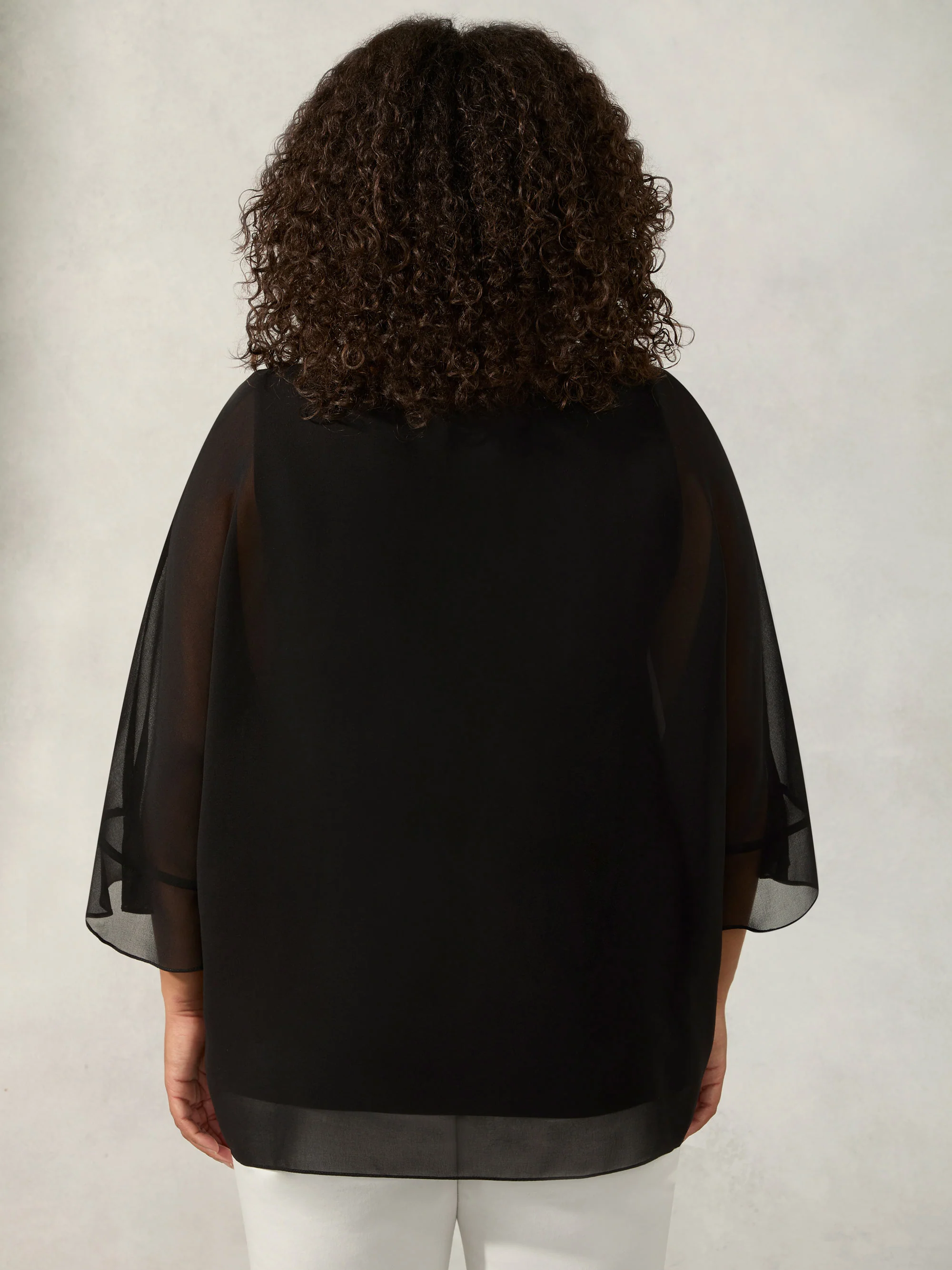Black Flute Sleeve Overlay Top - Image 3