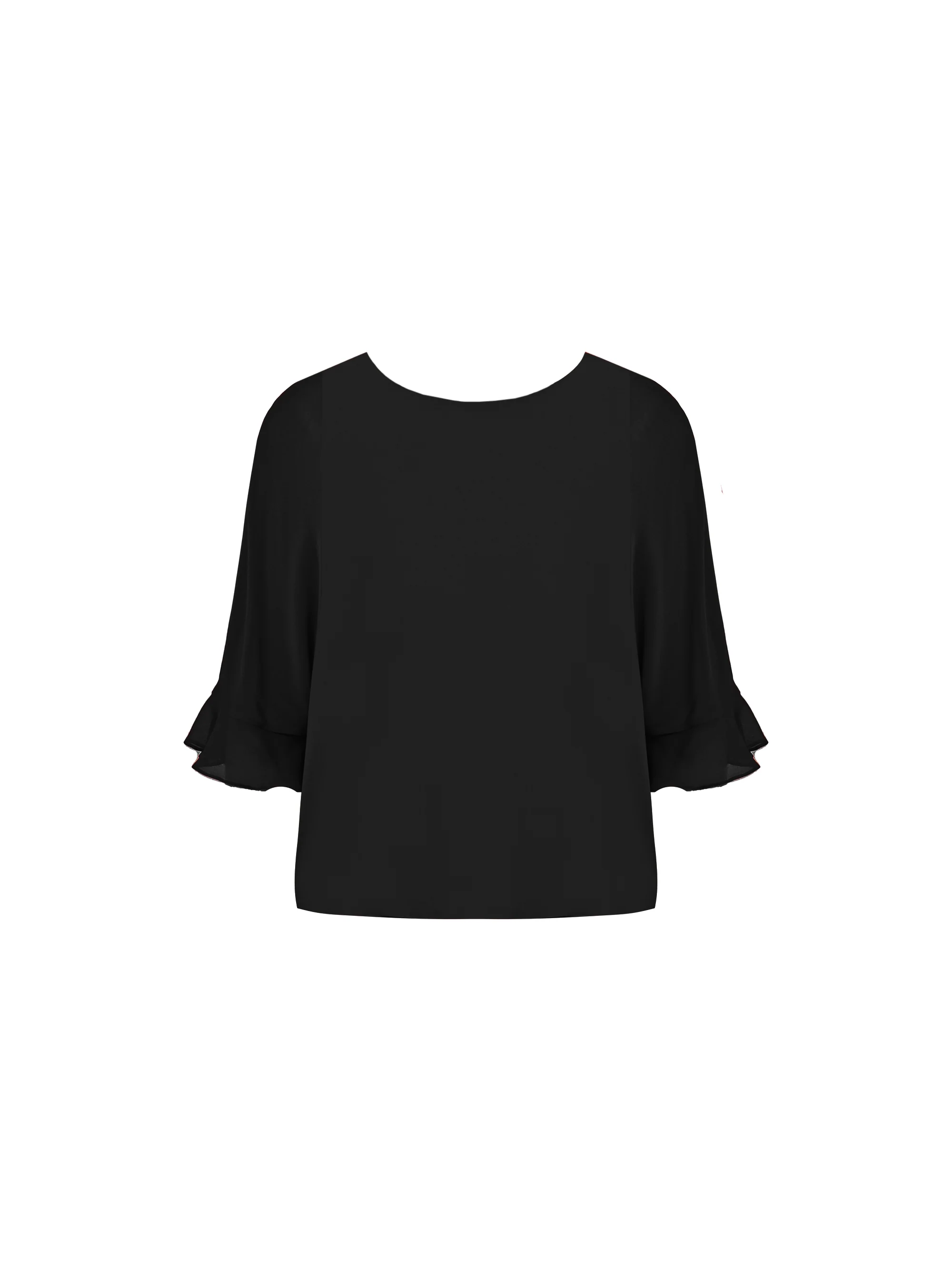Black Flute Sleeve Overlay Top - Image 4