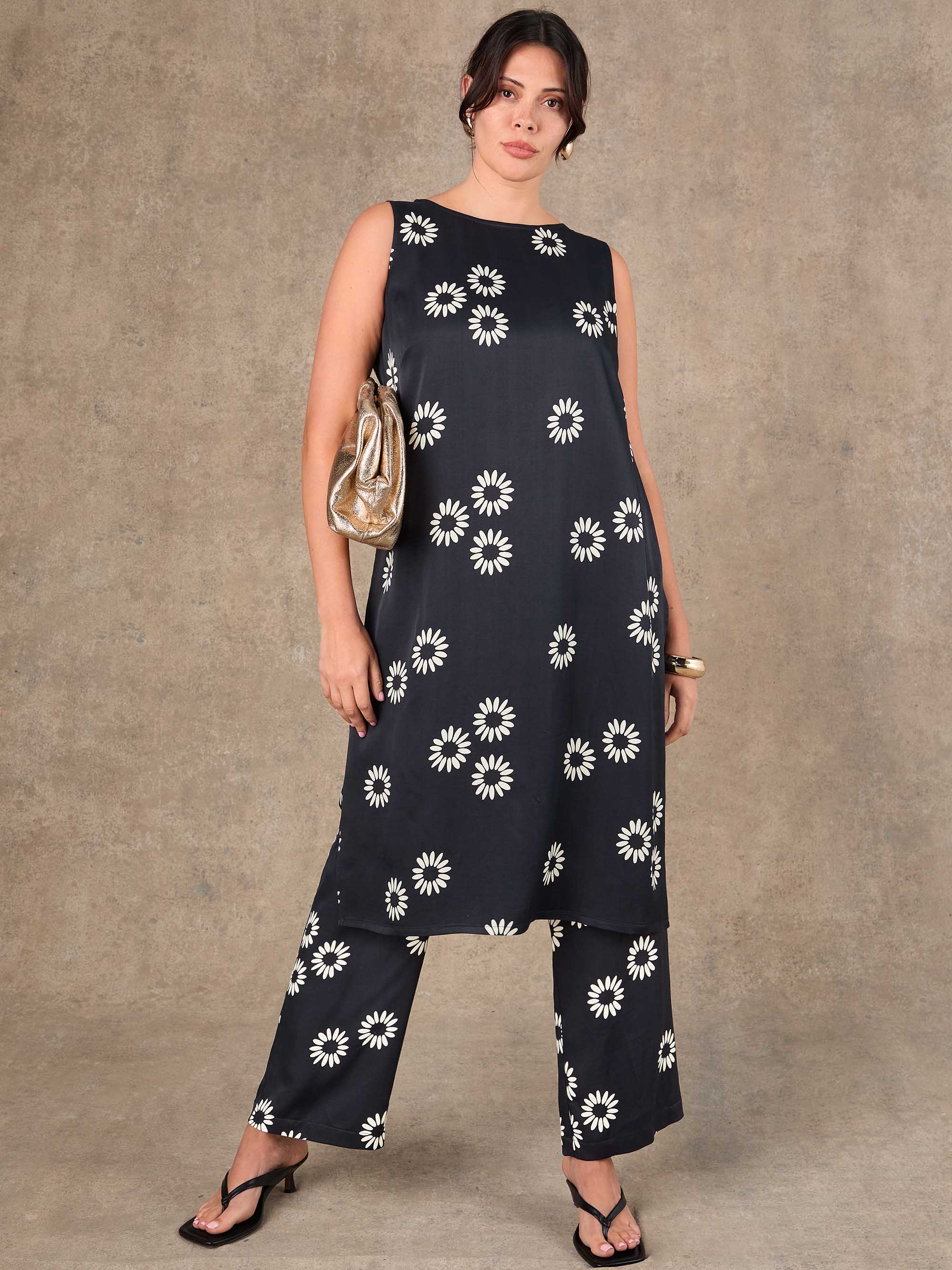 Black Floral Print Side Split Tunic - Image 5