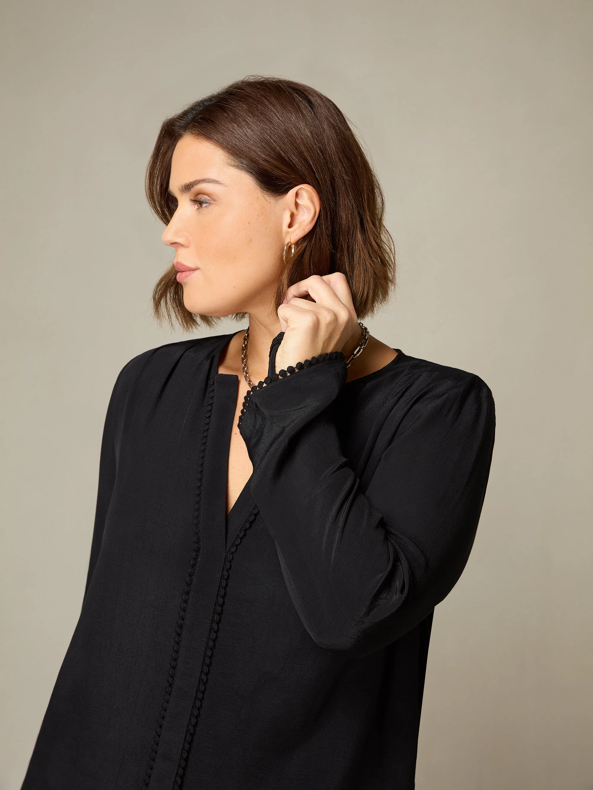 Black Flute Sleeve Blouse - Image 3