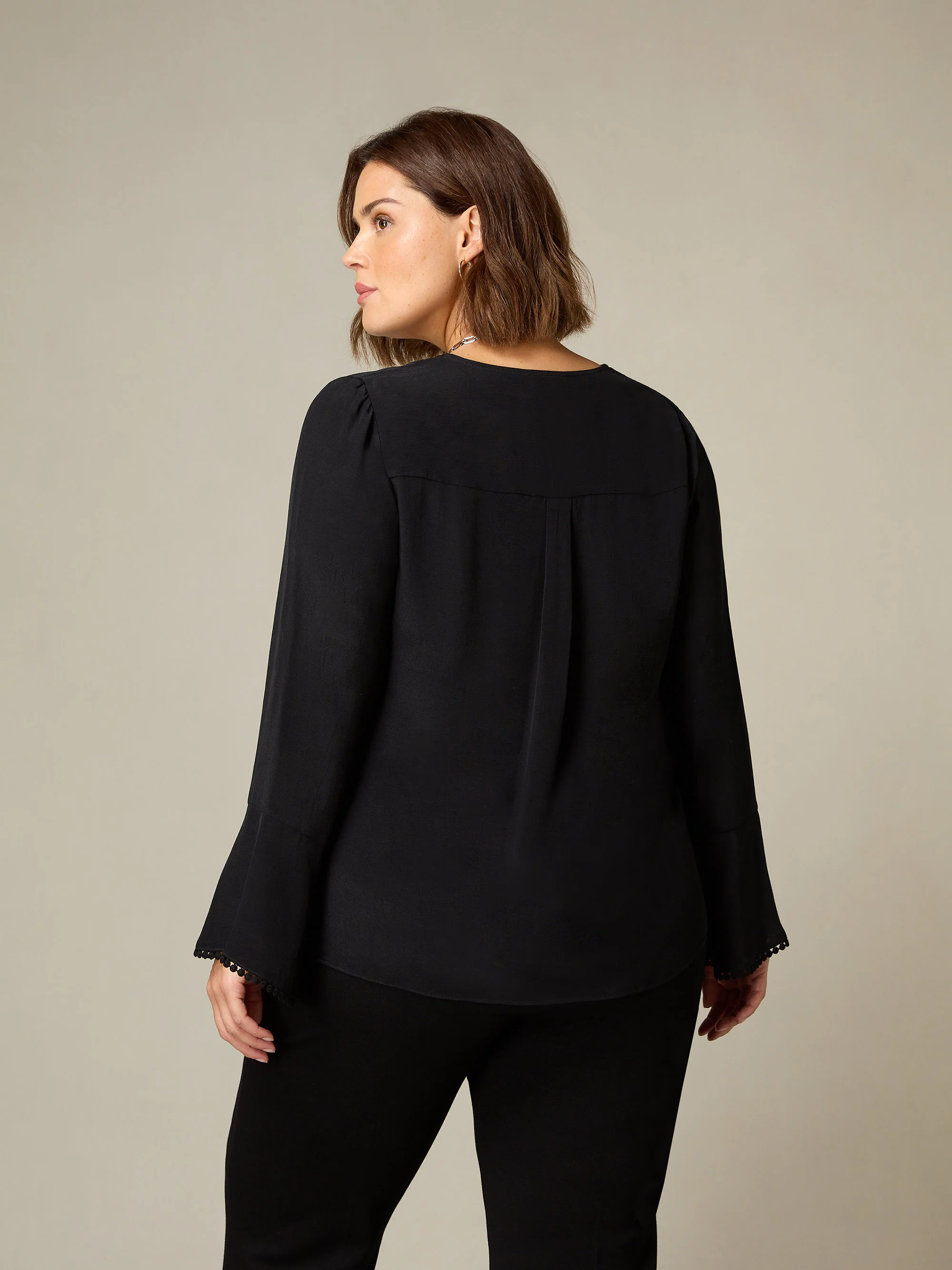 Black Flute Sleeve Blouse - Image 4