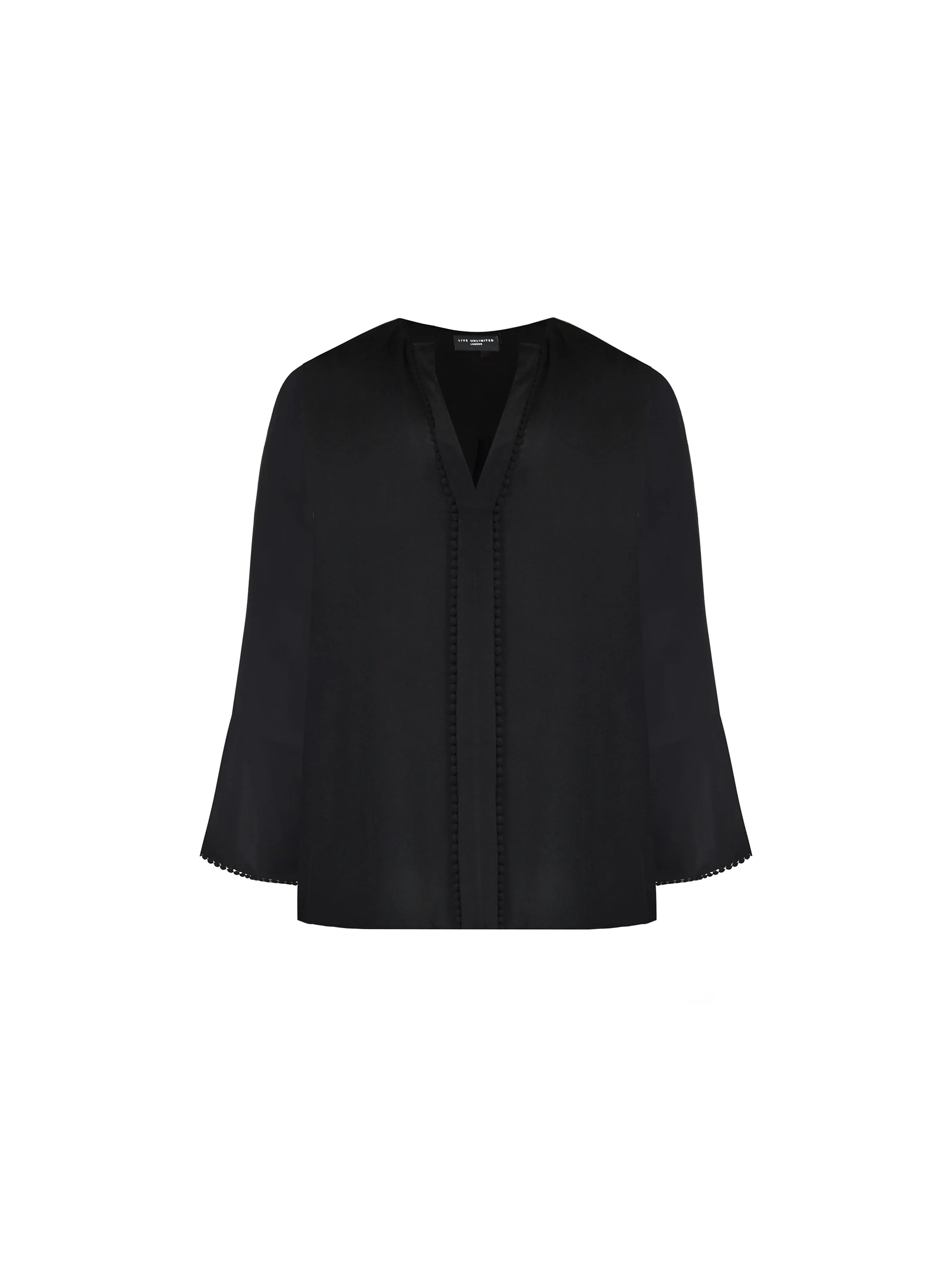 Black Flute Sleeve Blouse - Image 5