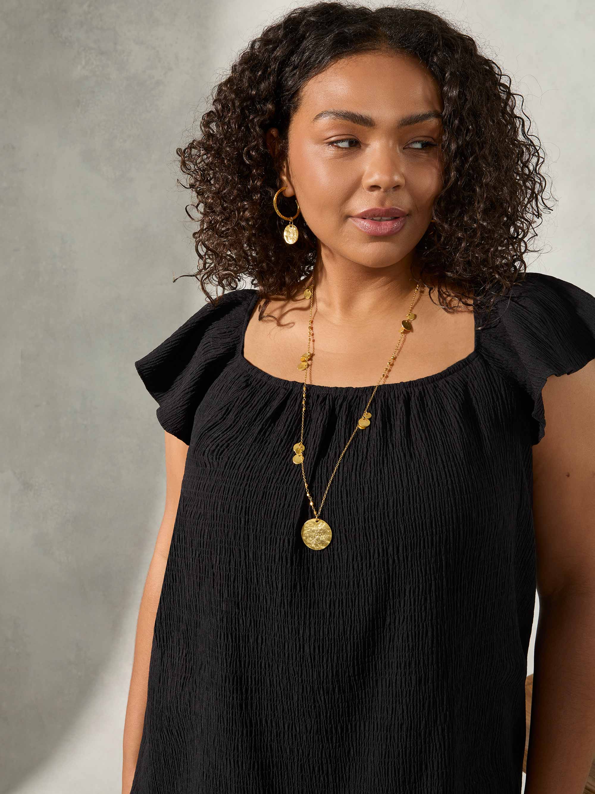 Black Frill Sleeve Sun Top - Image 2