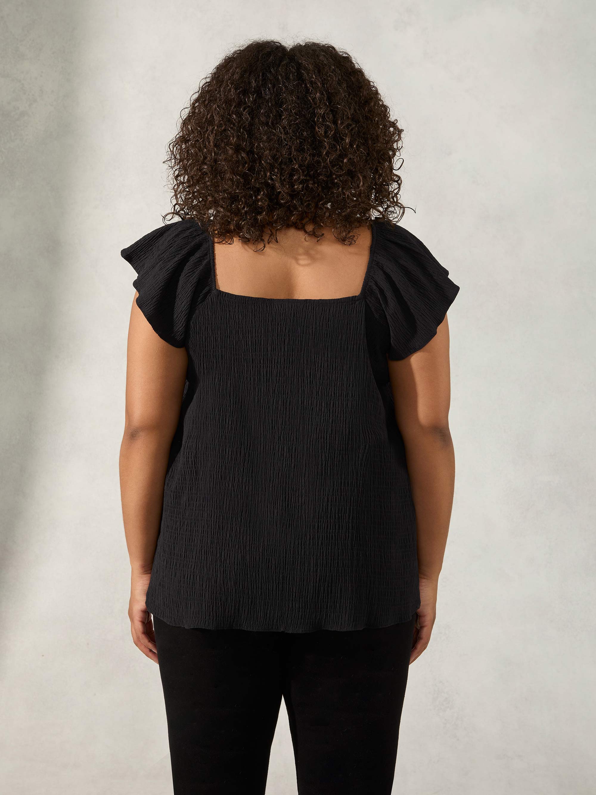 Black Frill Sleeve Sun Top - Image 3