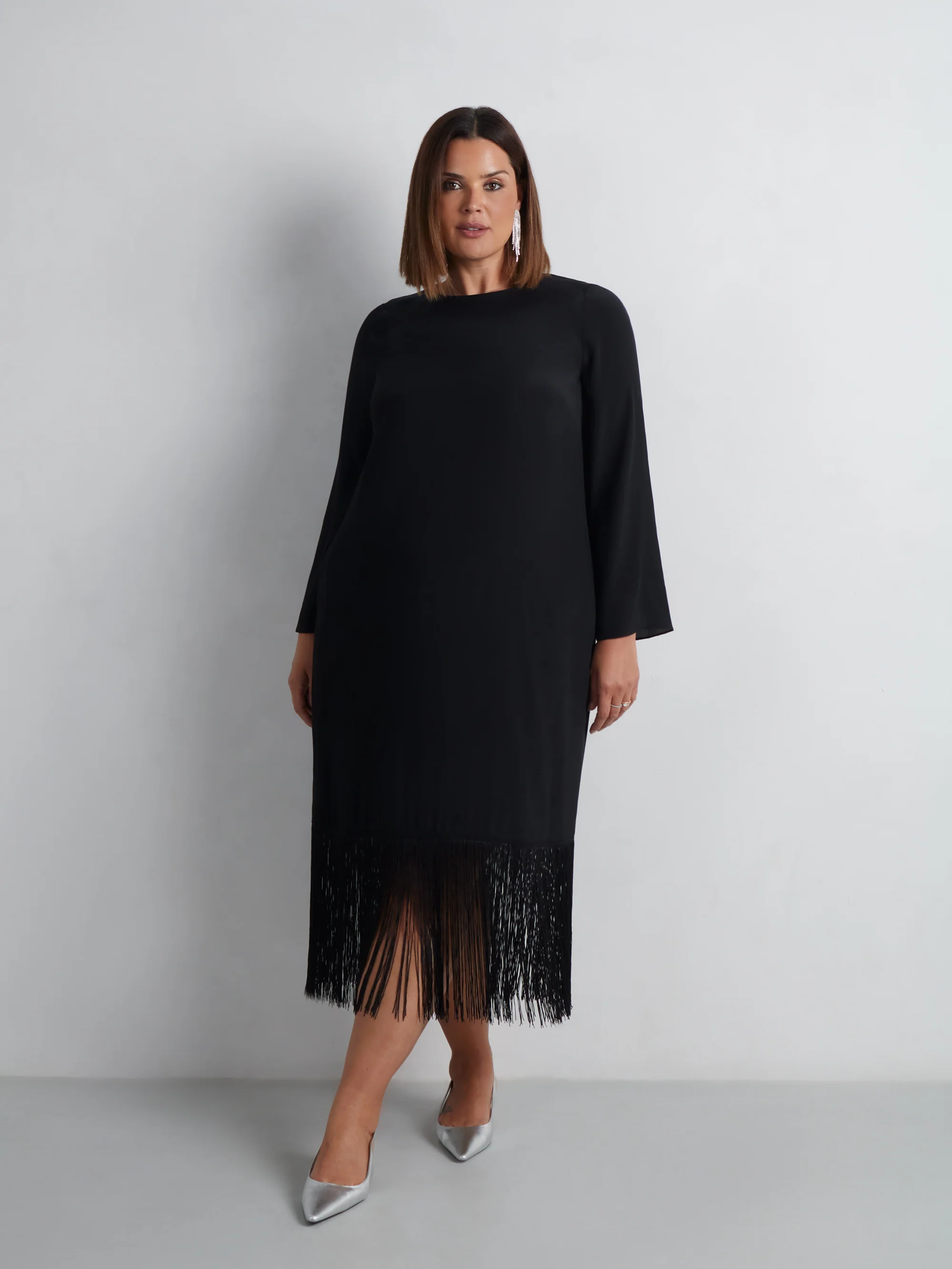 Black Fringe Midaxi Dress - Image 4