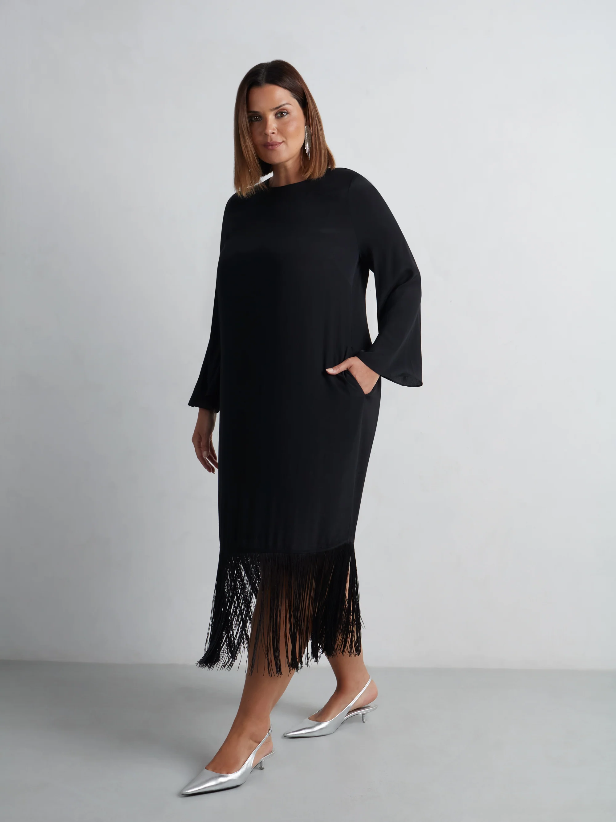 Black Fringe Midaxi Dress - Image 5
