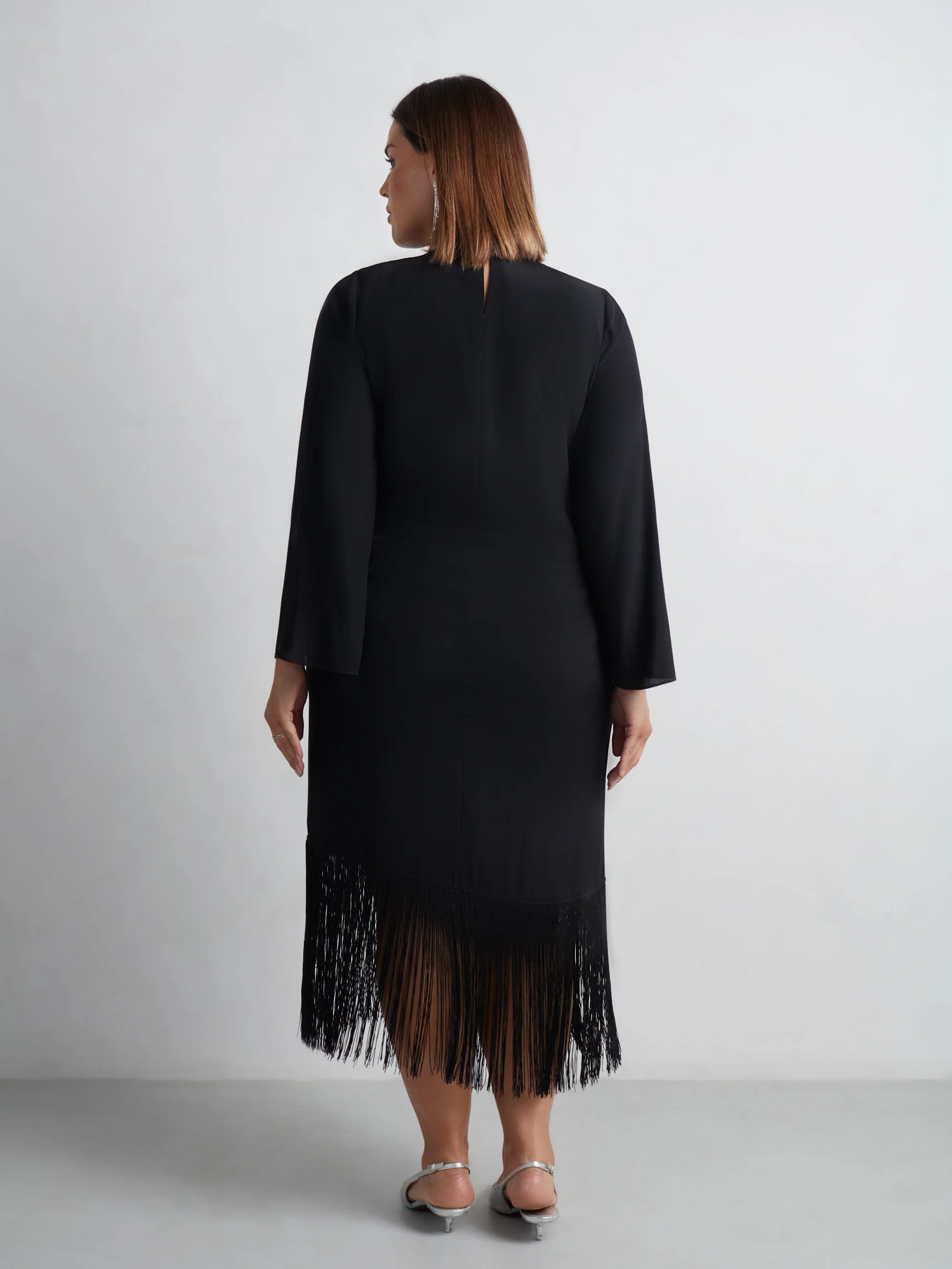 Black Fringe Midaxi Dress - Image 8