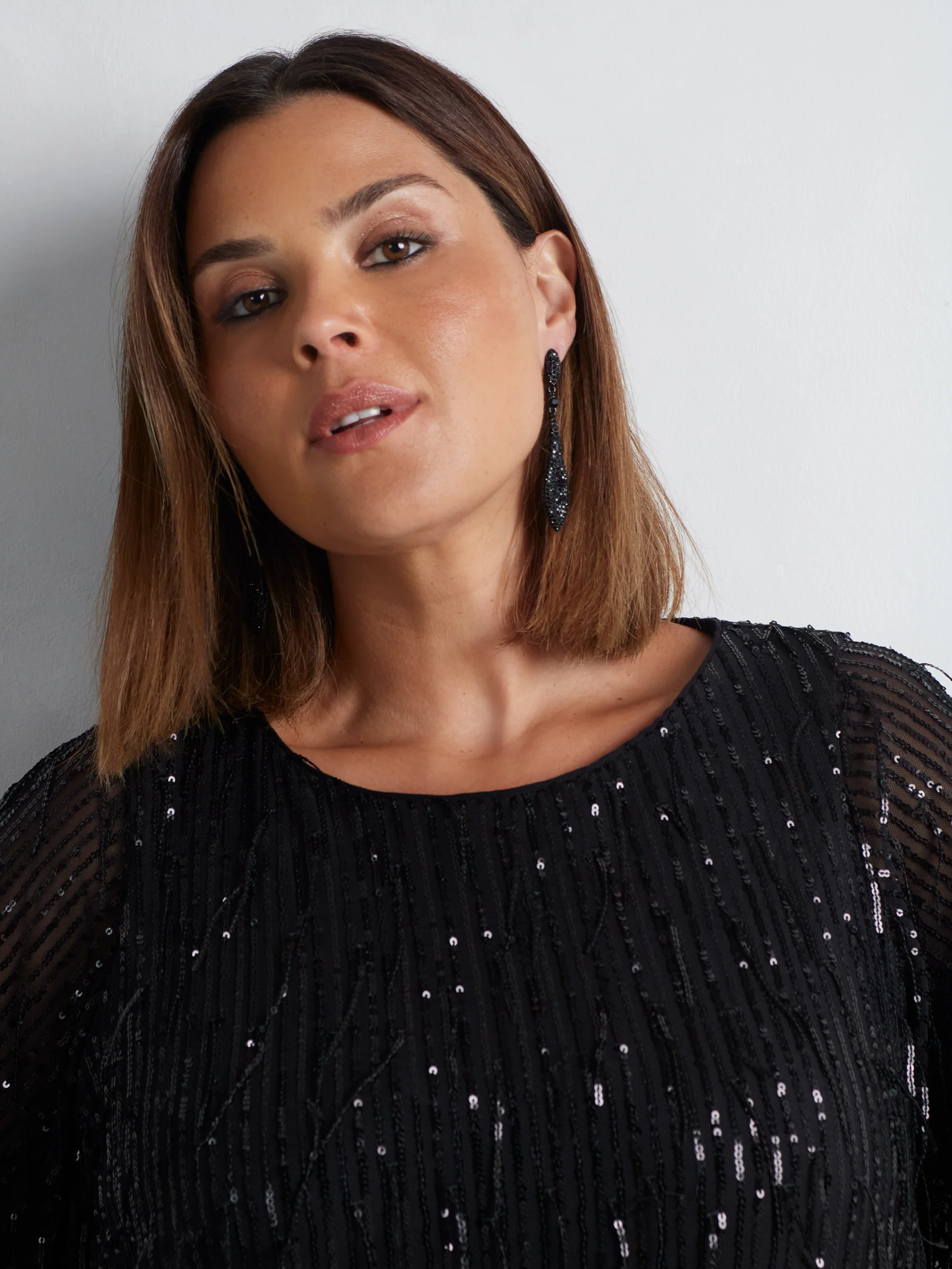 Black Fringed Sequin Top - Image 4