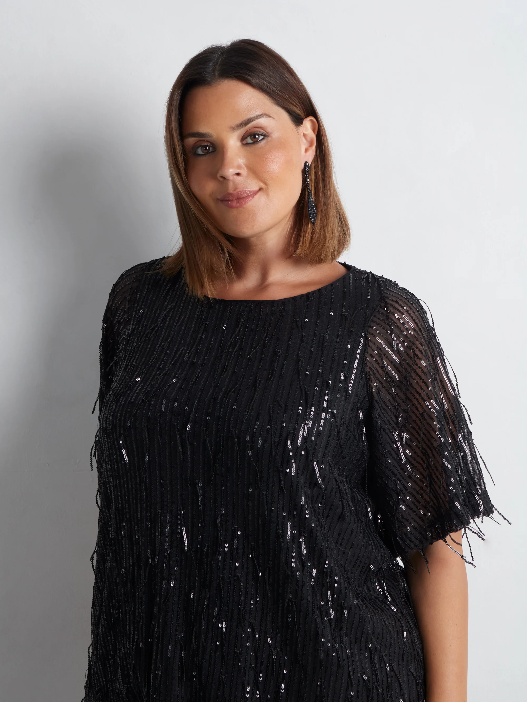 Black Fringed Sequin Top - Image 6