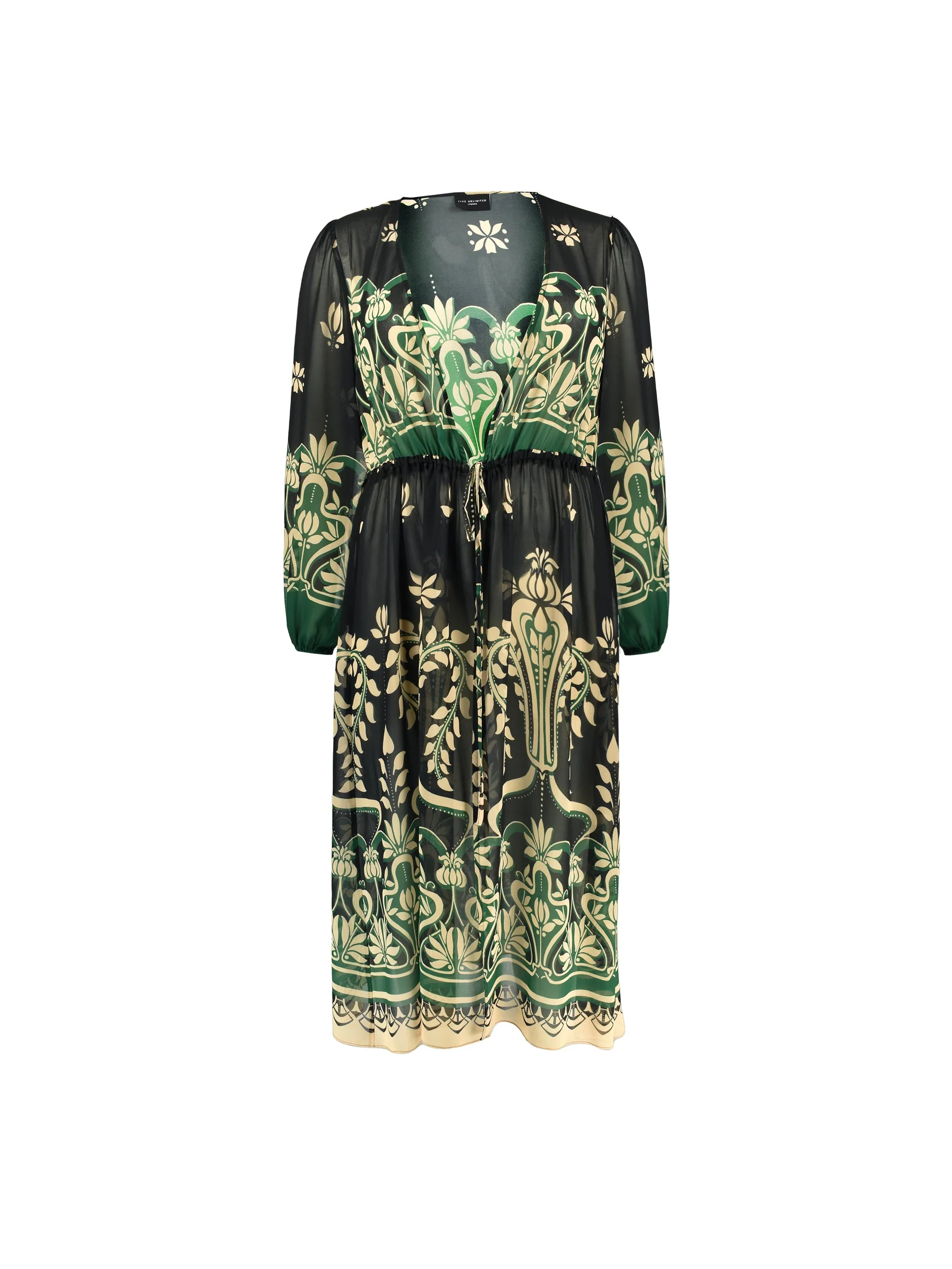 Black & Green Placement Print Longline Kimono - Image 6