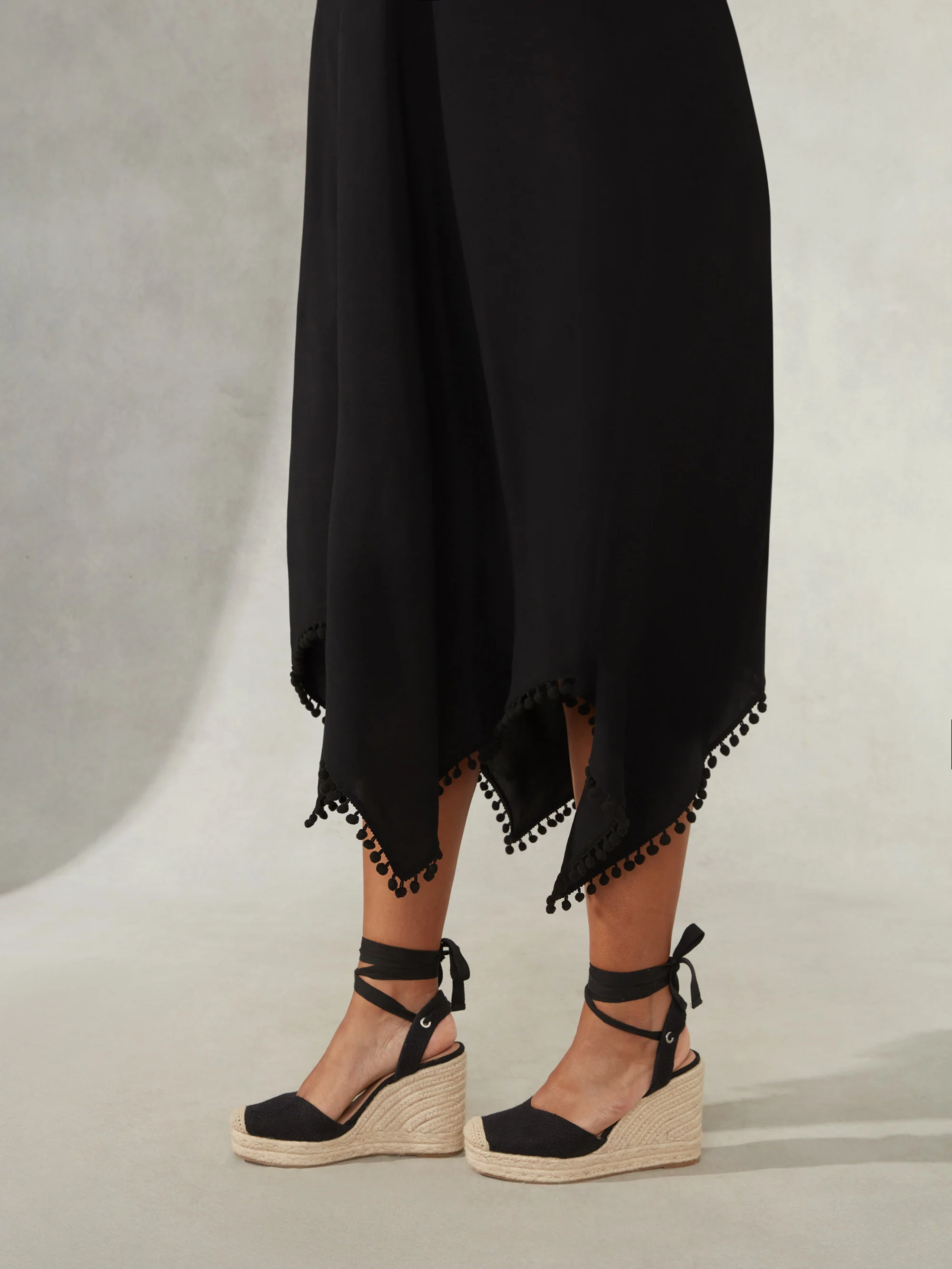 Black Hanky Hem Pom Pom Trim Sundress - Image 4