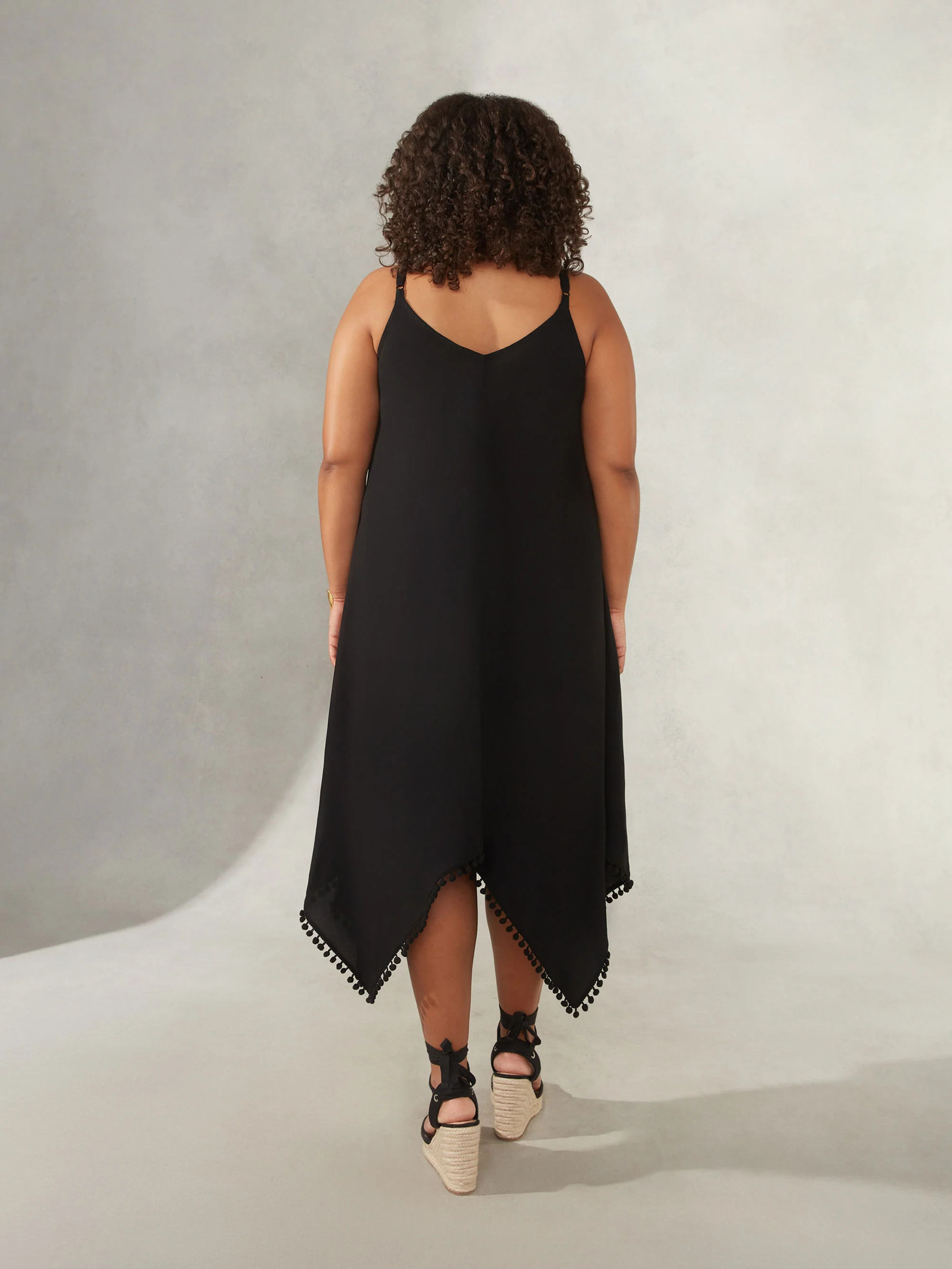 Black Hanky Hem Pom Pom Trim Sundress - Image 5