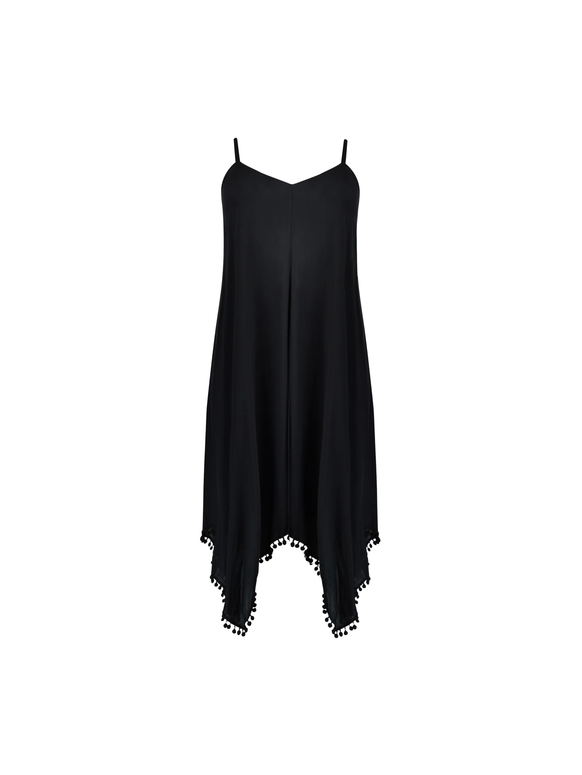 Black Hanky Hem Pom Pom Trim Sundress - Image 6
