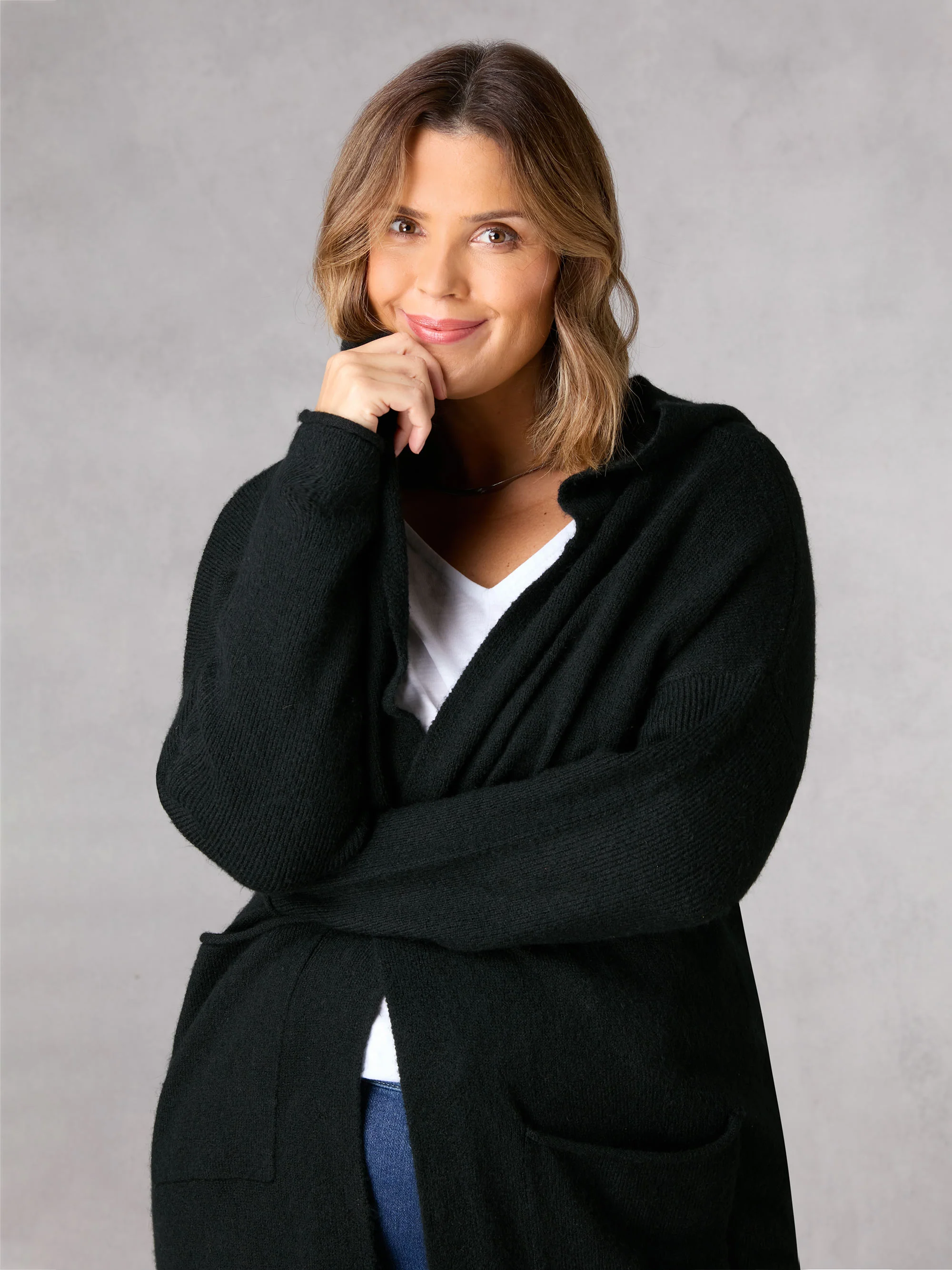 Black Hooded Cardigan - Image 2