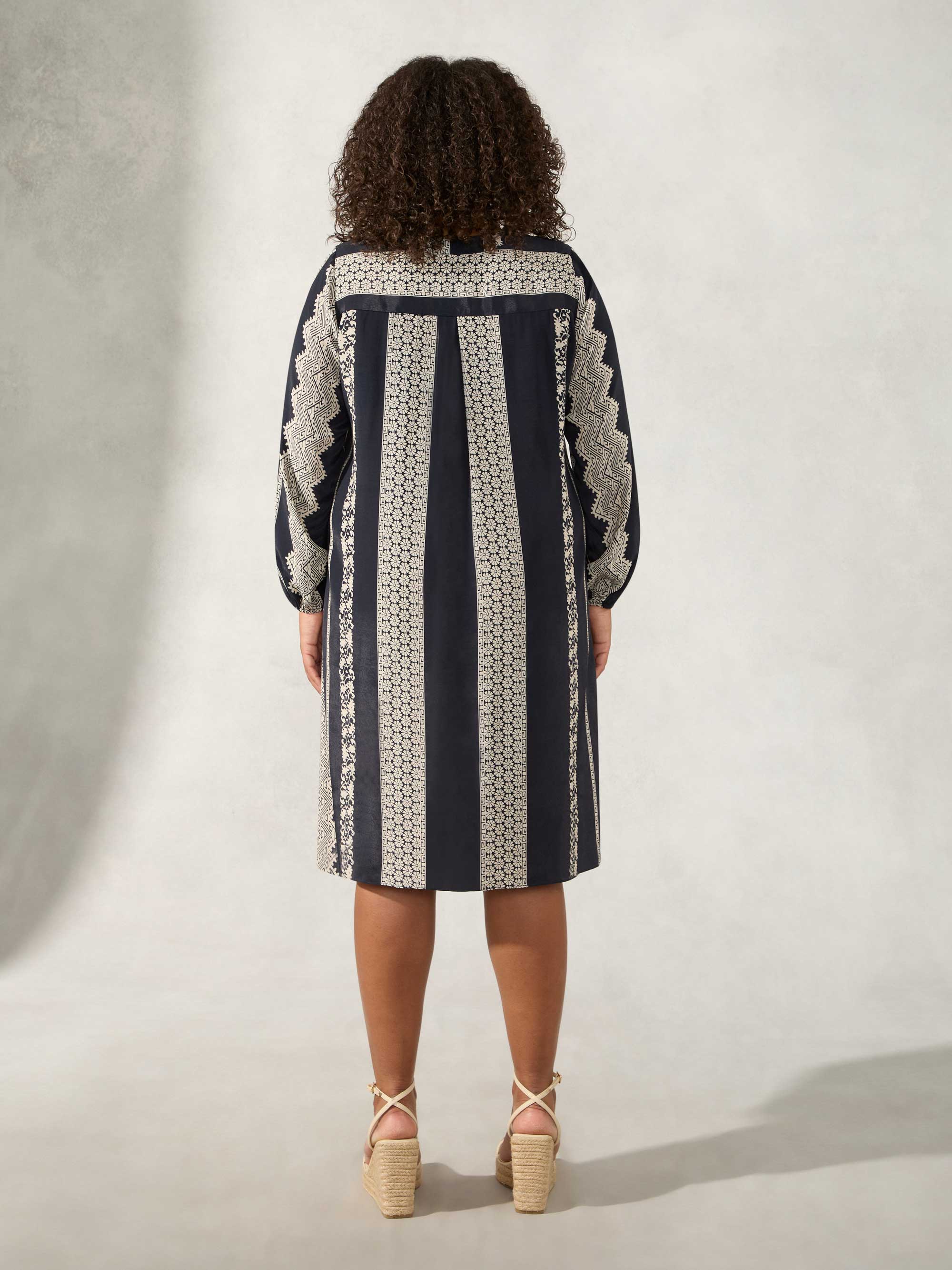 Black & Ivory Batik Stripe Print Dress - Image 7