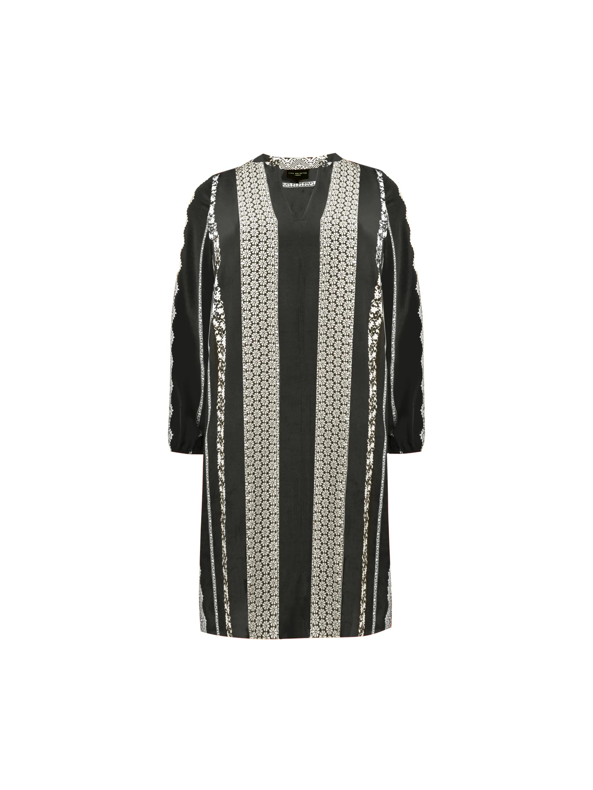 Black & Ivory Batik Stripe Print Dress - Image 8