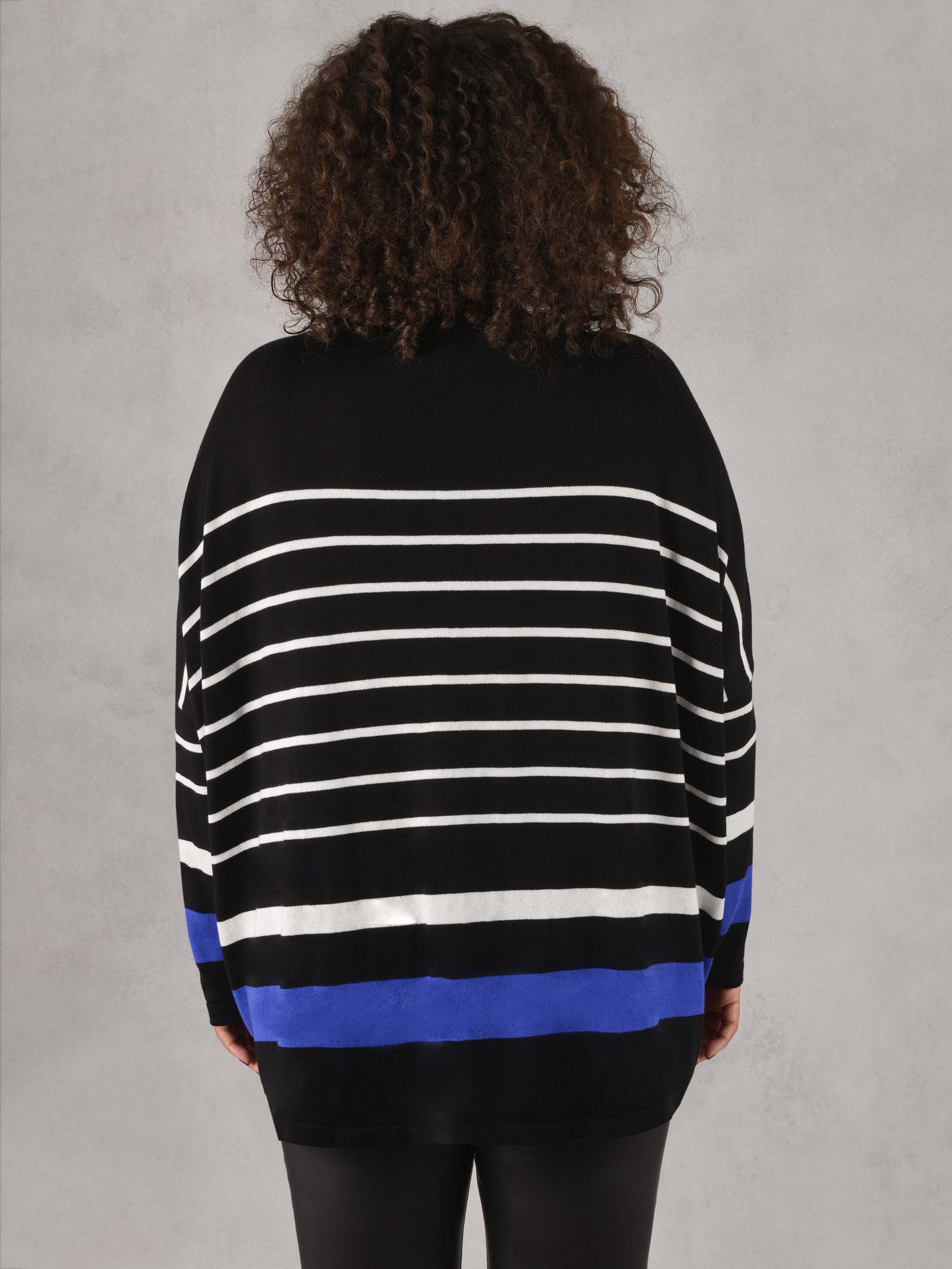 Black, Ivory & Cobalt Stripe Relaxed Jumper - Image 2
