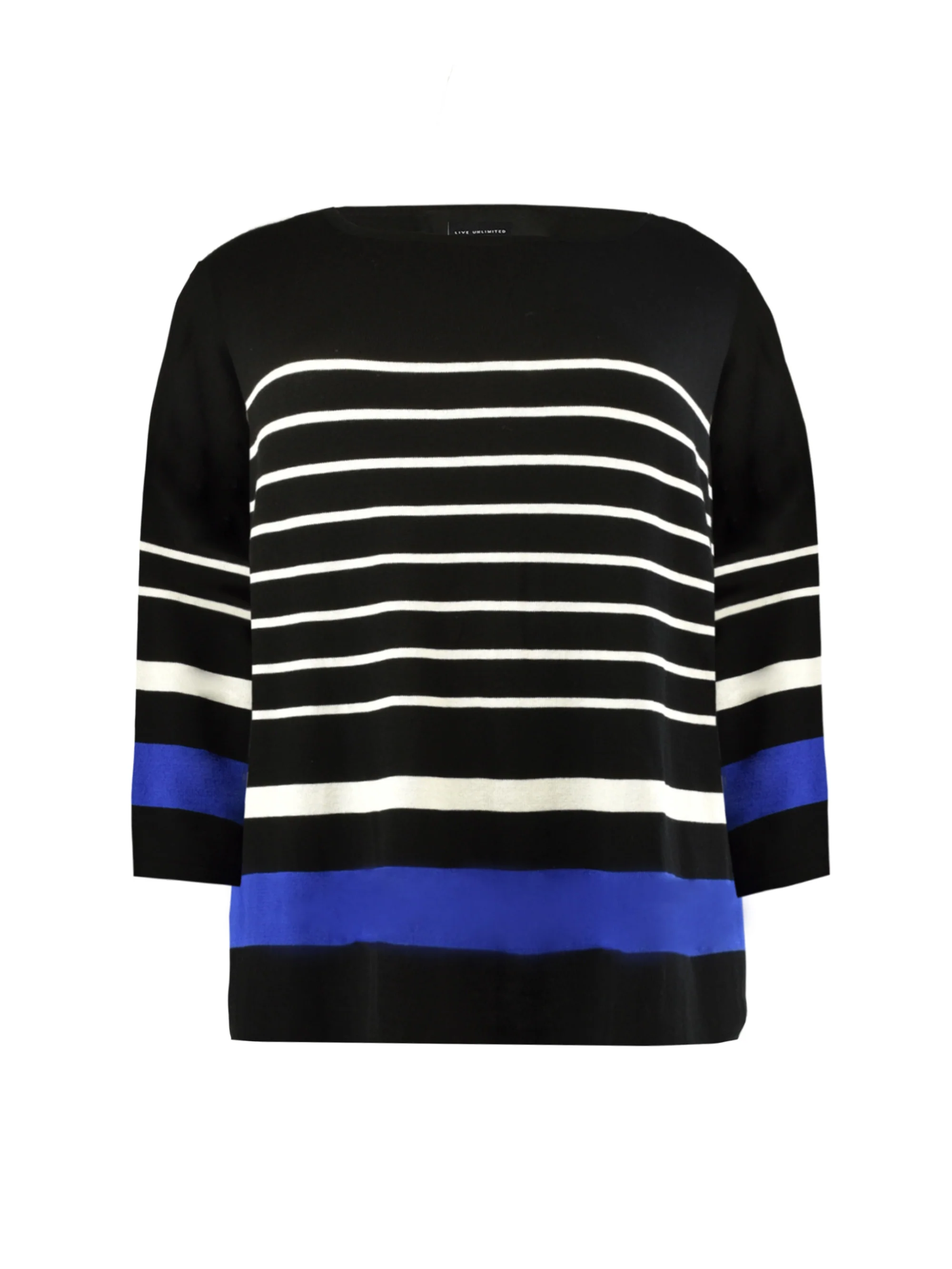 Black, Ivory & Cobalt Stripe Relaxed Jumper - Image 4