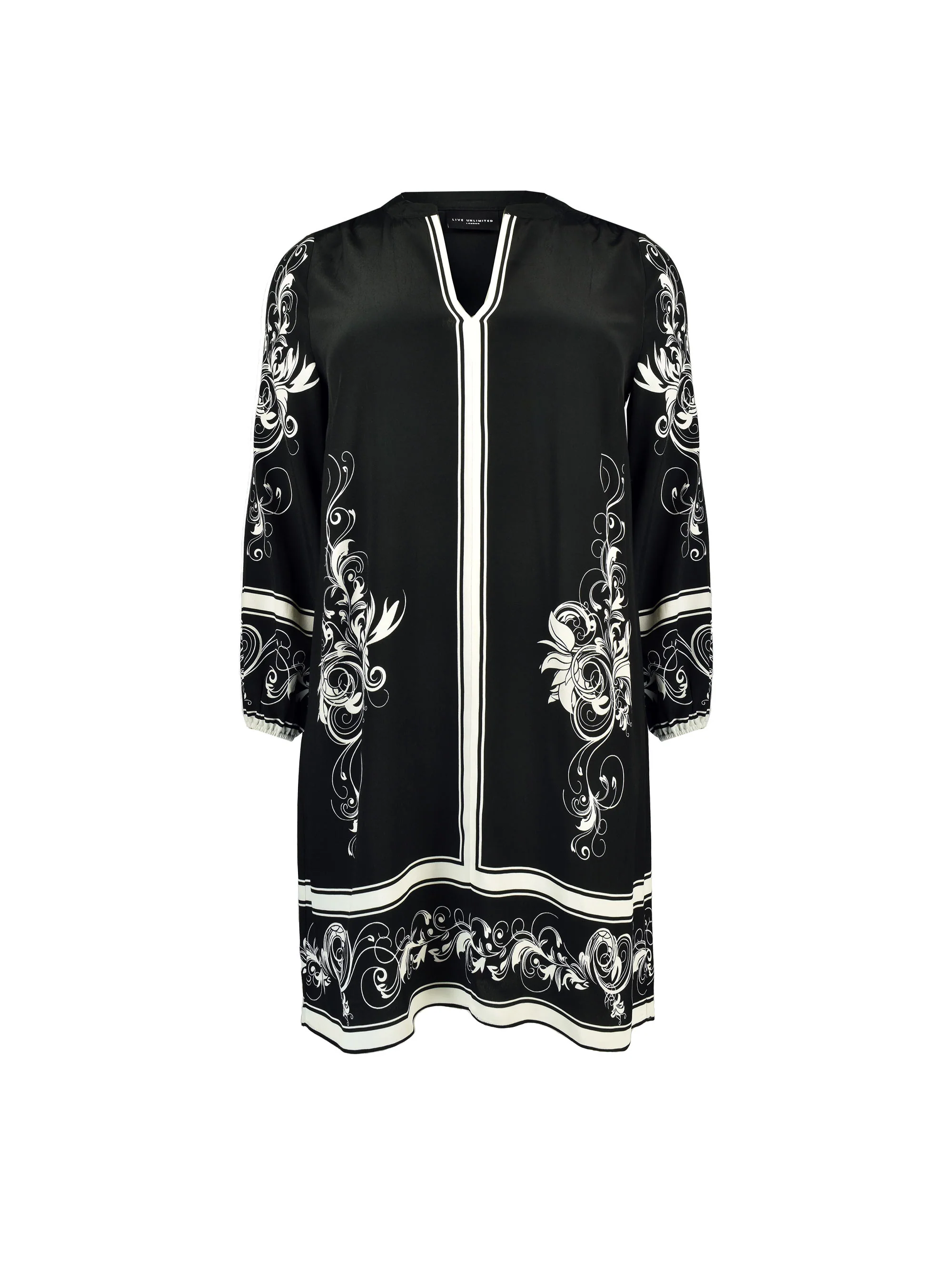 Black & Ivory Floral Placement Dress - Image 5