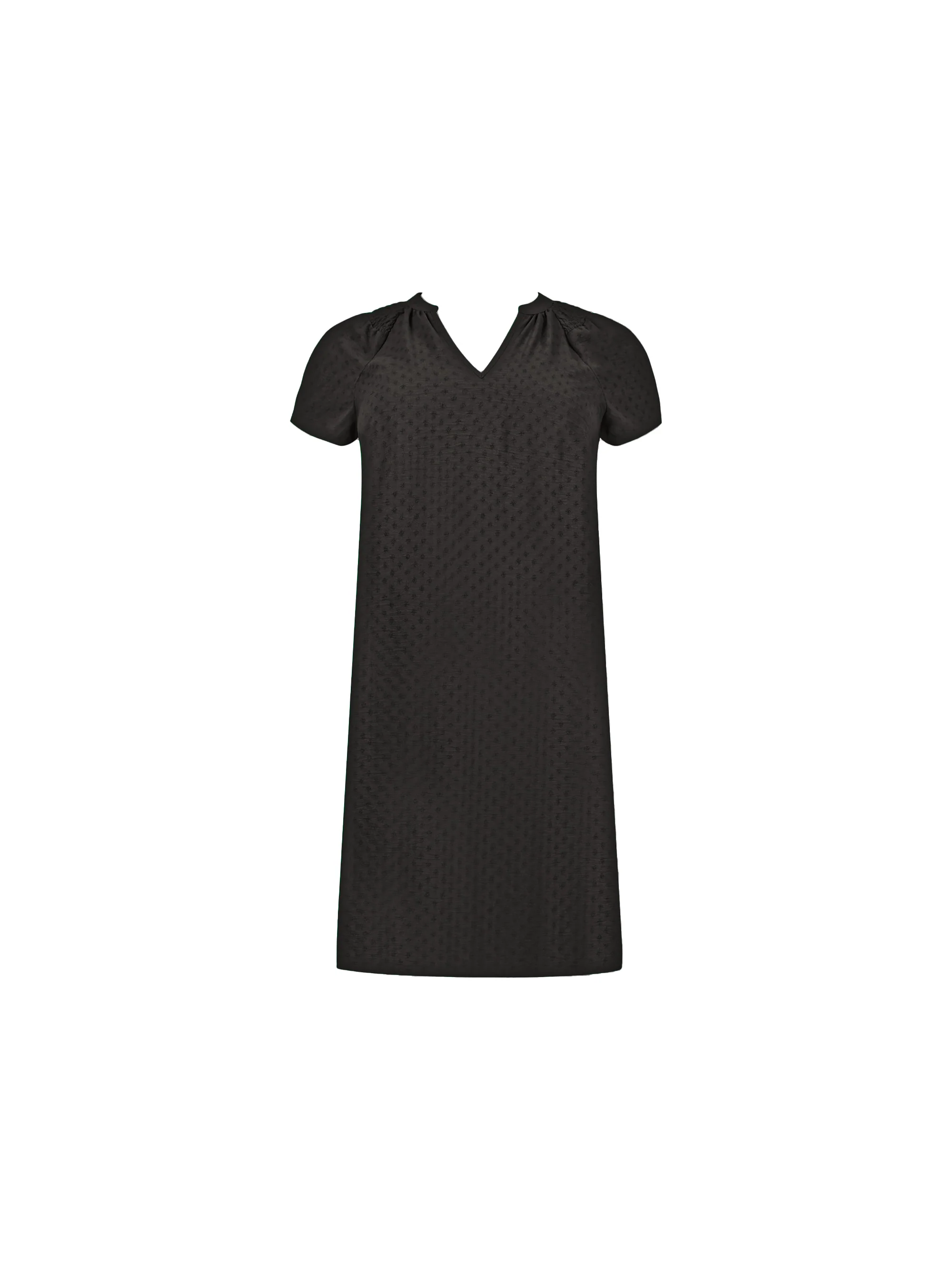 Black Jacquard Shirred Shoulder Dress - Image 5