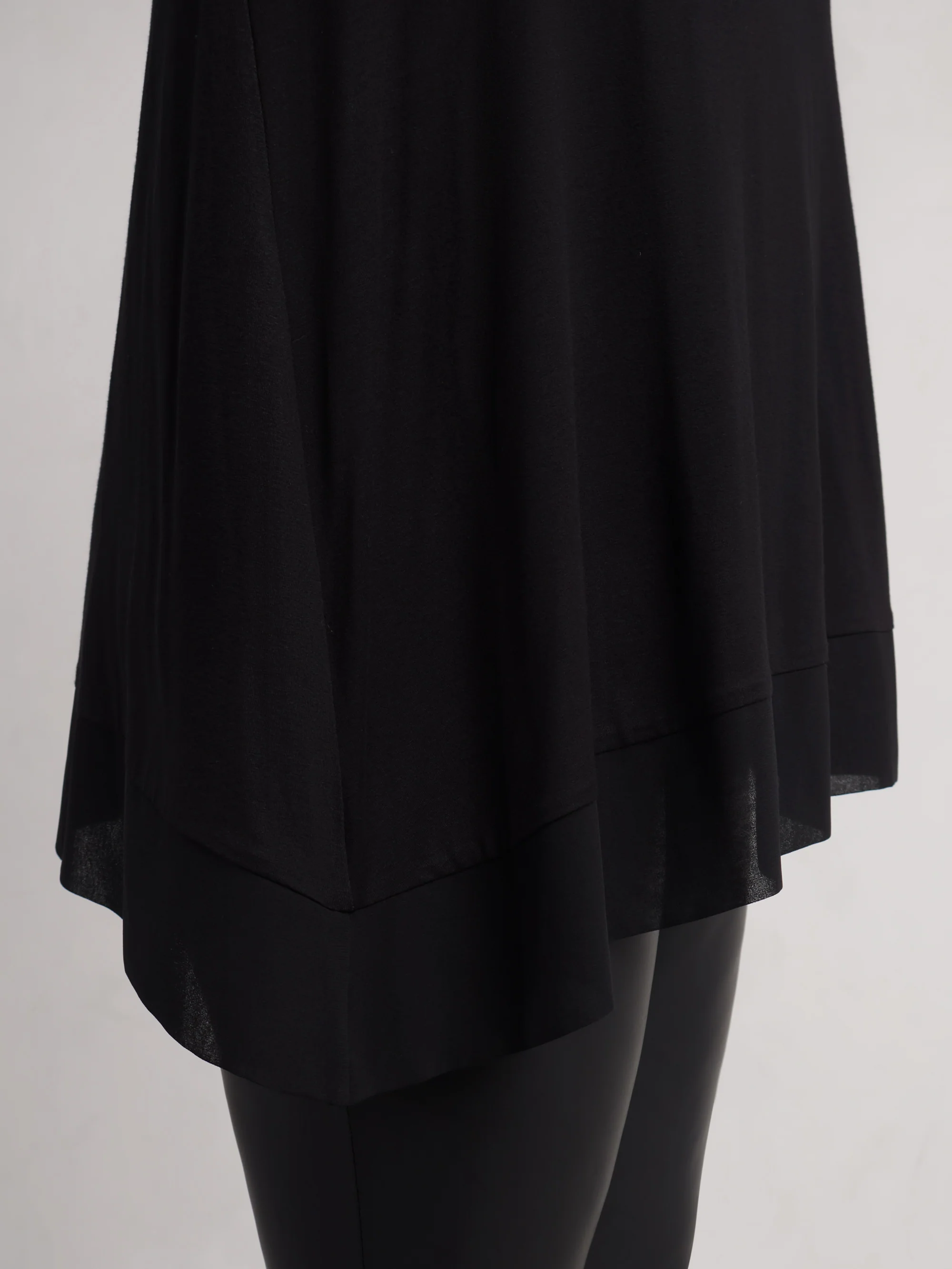 Black Jersey Asymmetric Chiffon Hem Top - Image 4