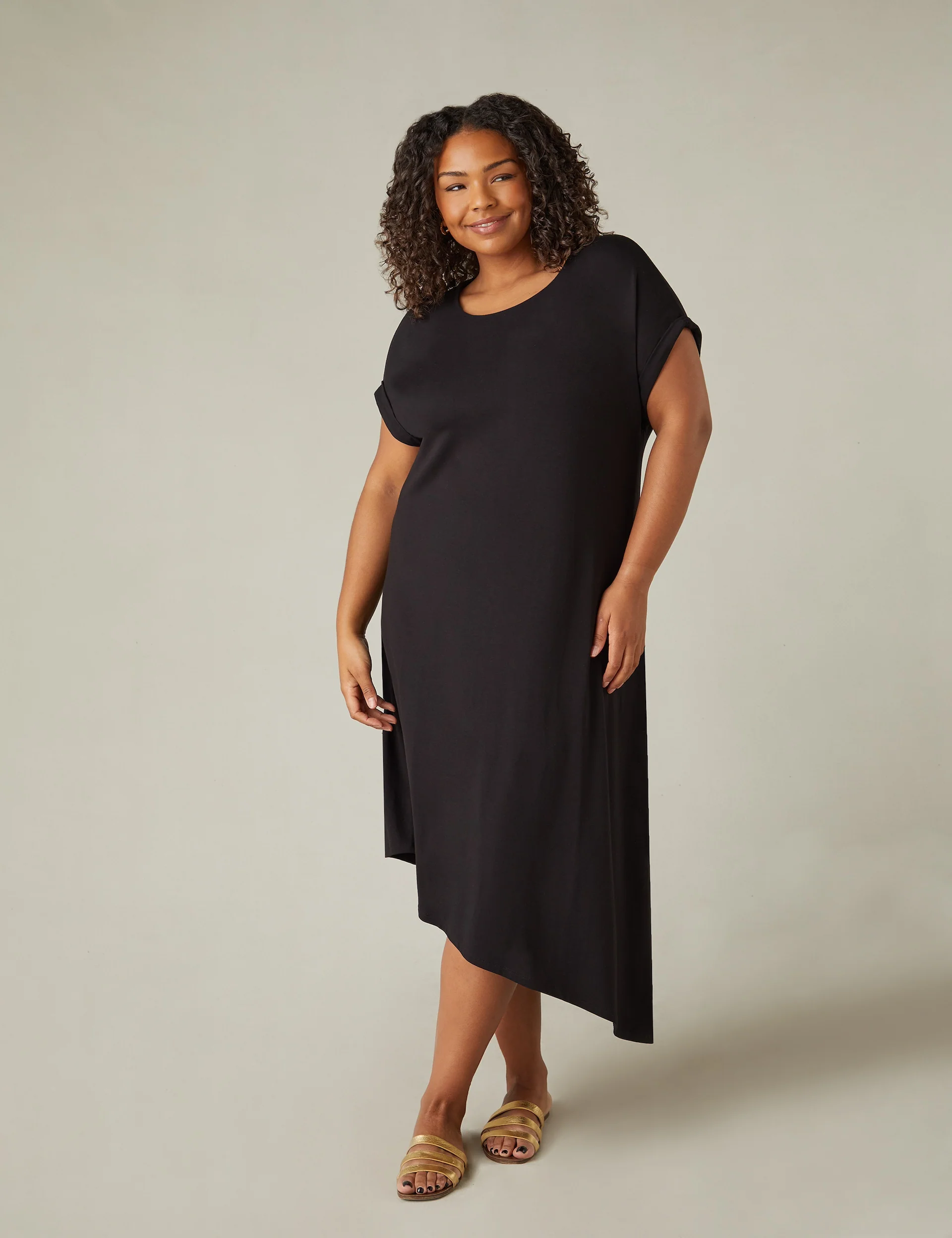 Black Jersey Asymmetric Dress