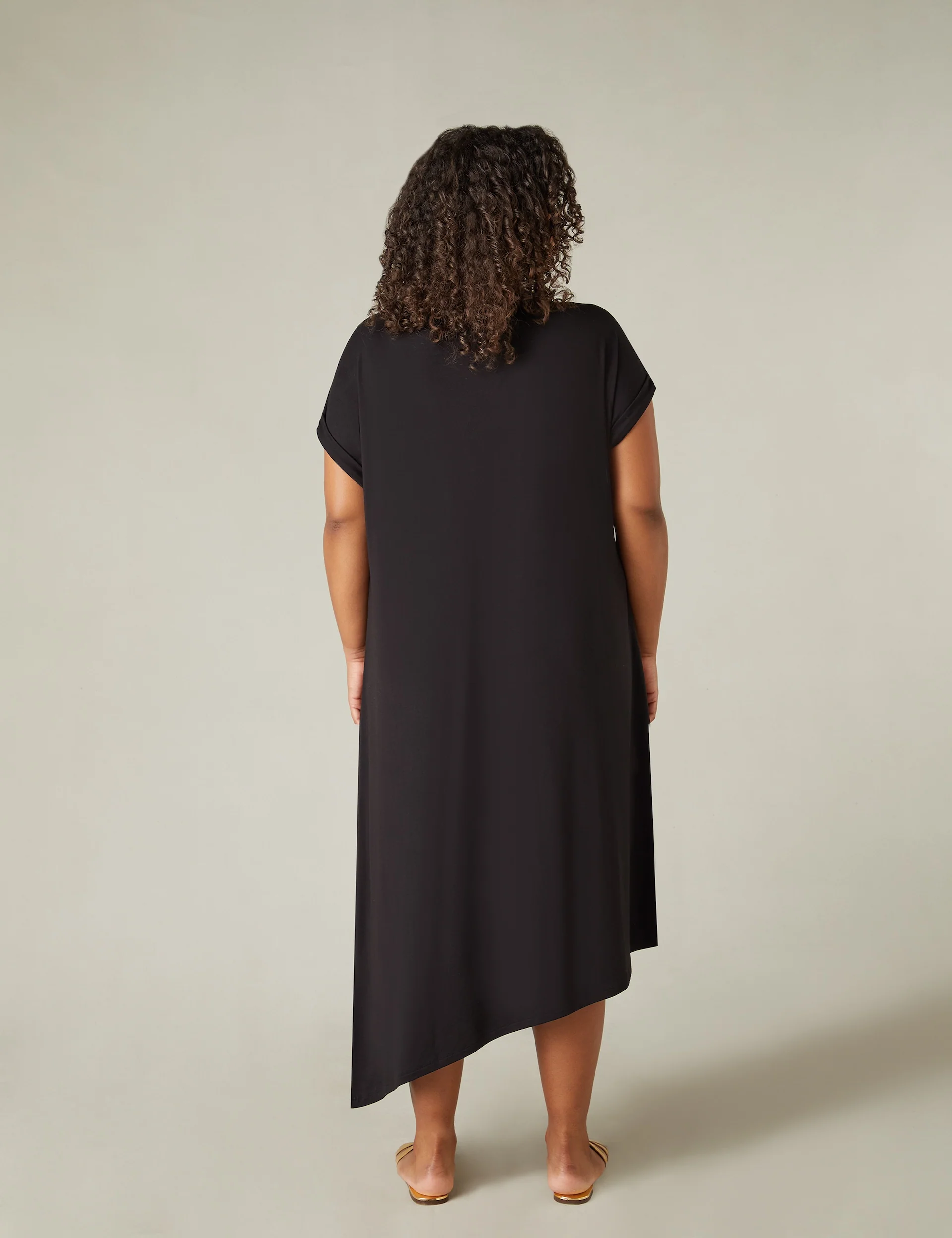 Black Jersey Asymmetric Dress - Image 3
