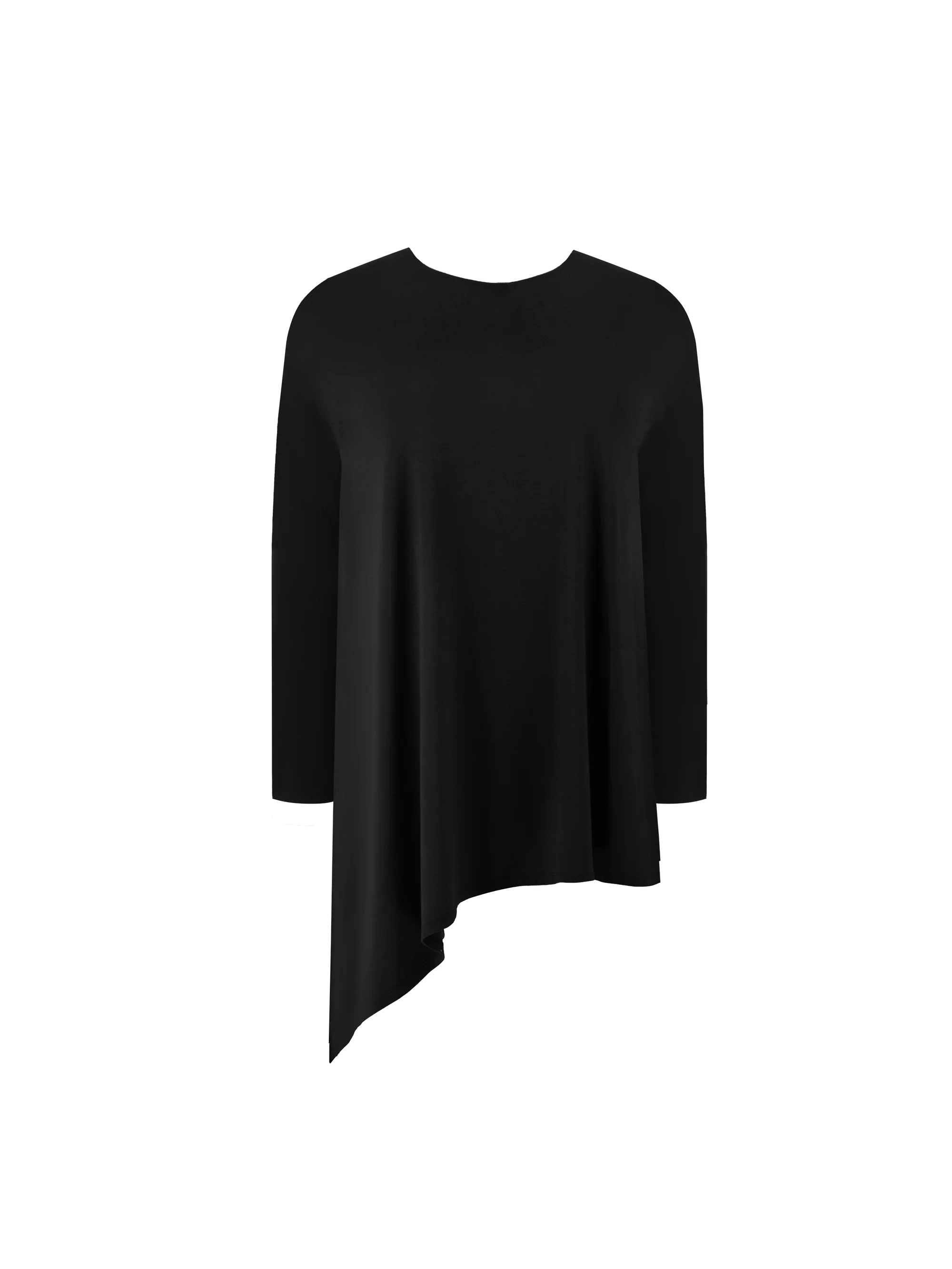 Black Jersey Asymmetric Hem Top - Image 4