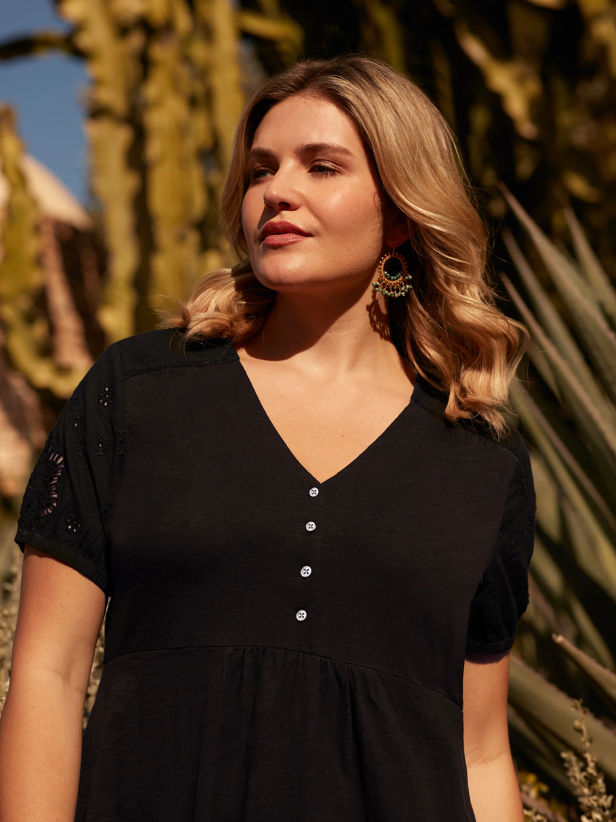 Black Jersey Broderie Shift Dress - Image 2