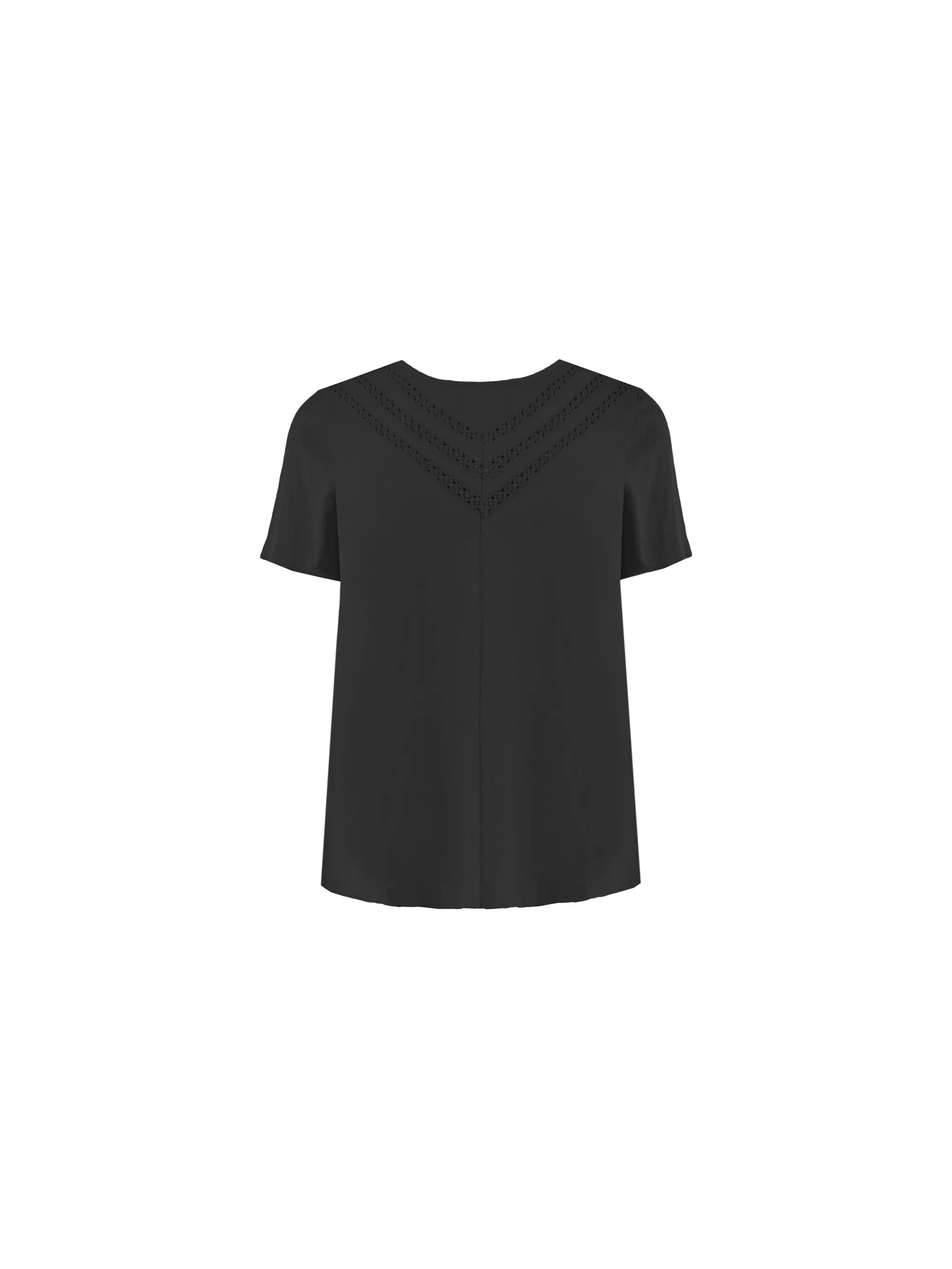 Black Jersey Broderie V-Neck Top - Image 4