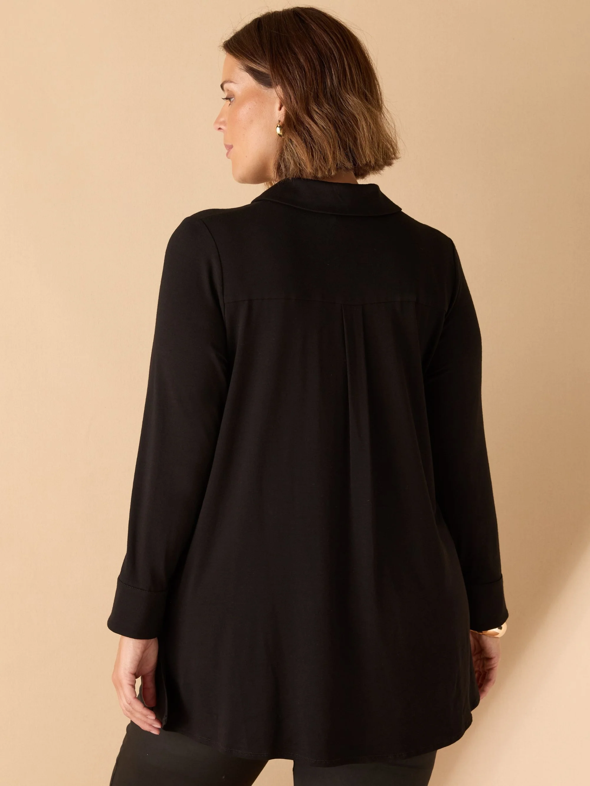 Black Jersey Button Down Shirt - Image 3