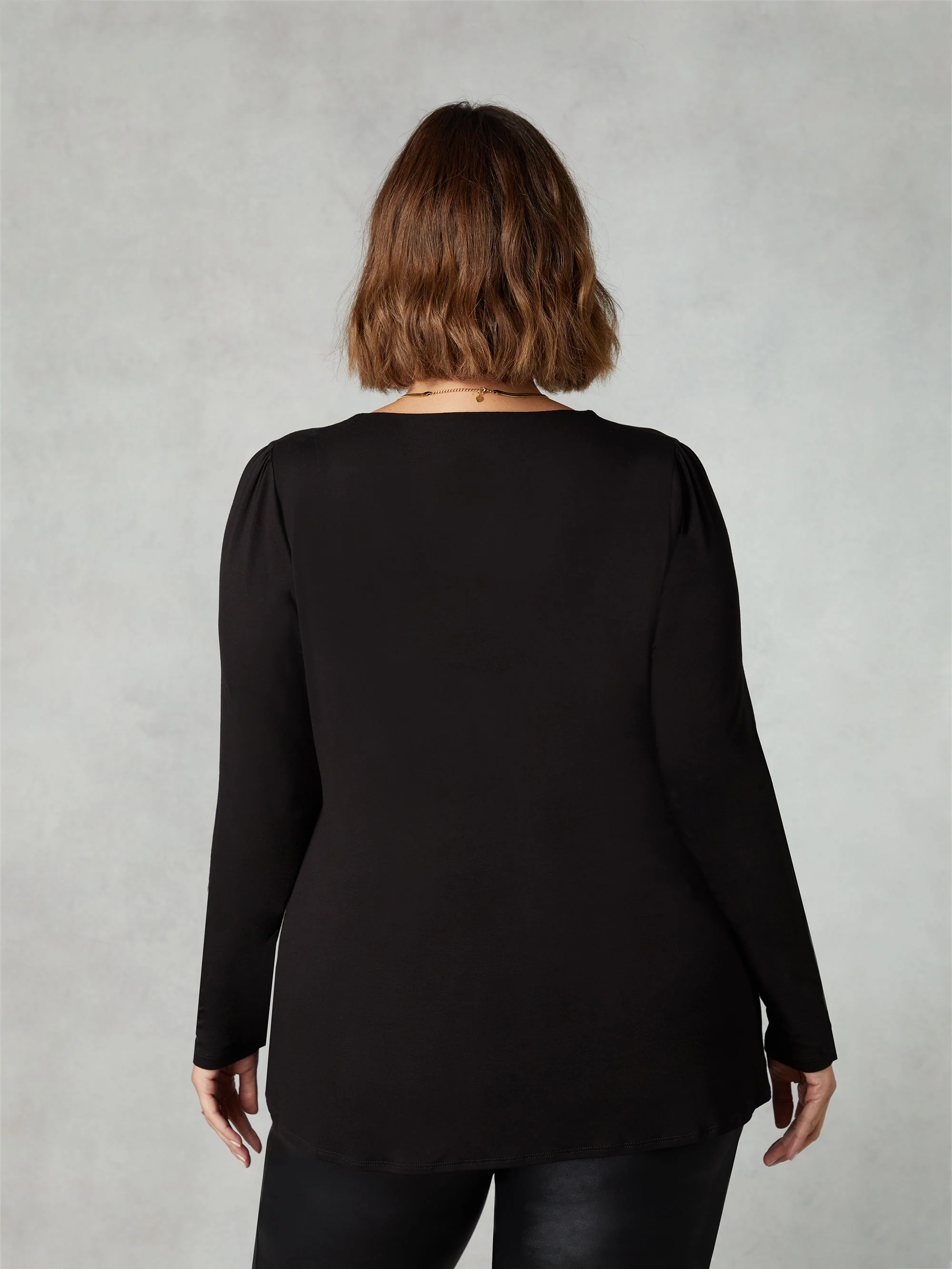 Black Jersey Button Through Shirt - Image 3