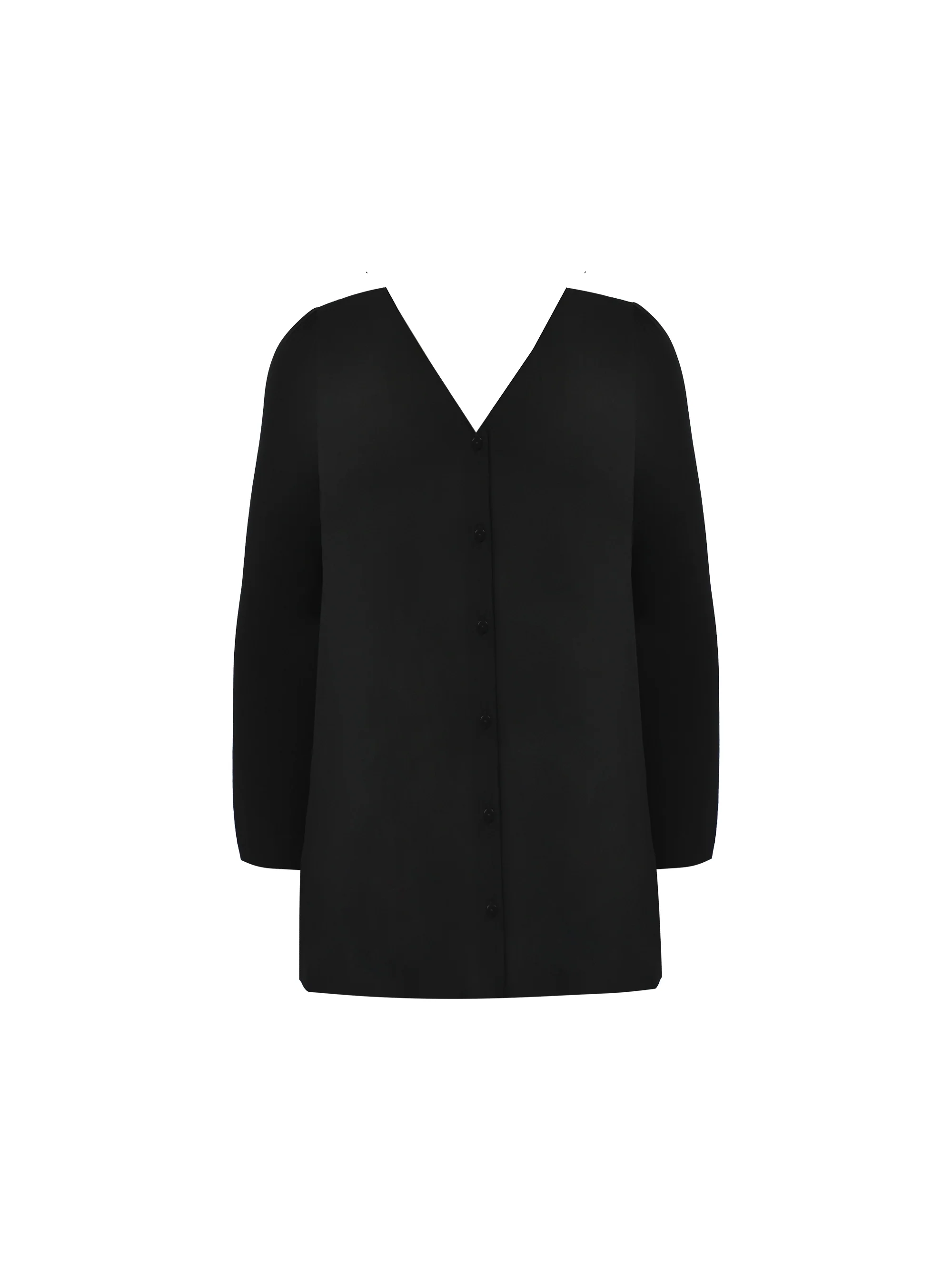 Black Jersey Button Through Shirt - Image 4