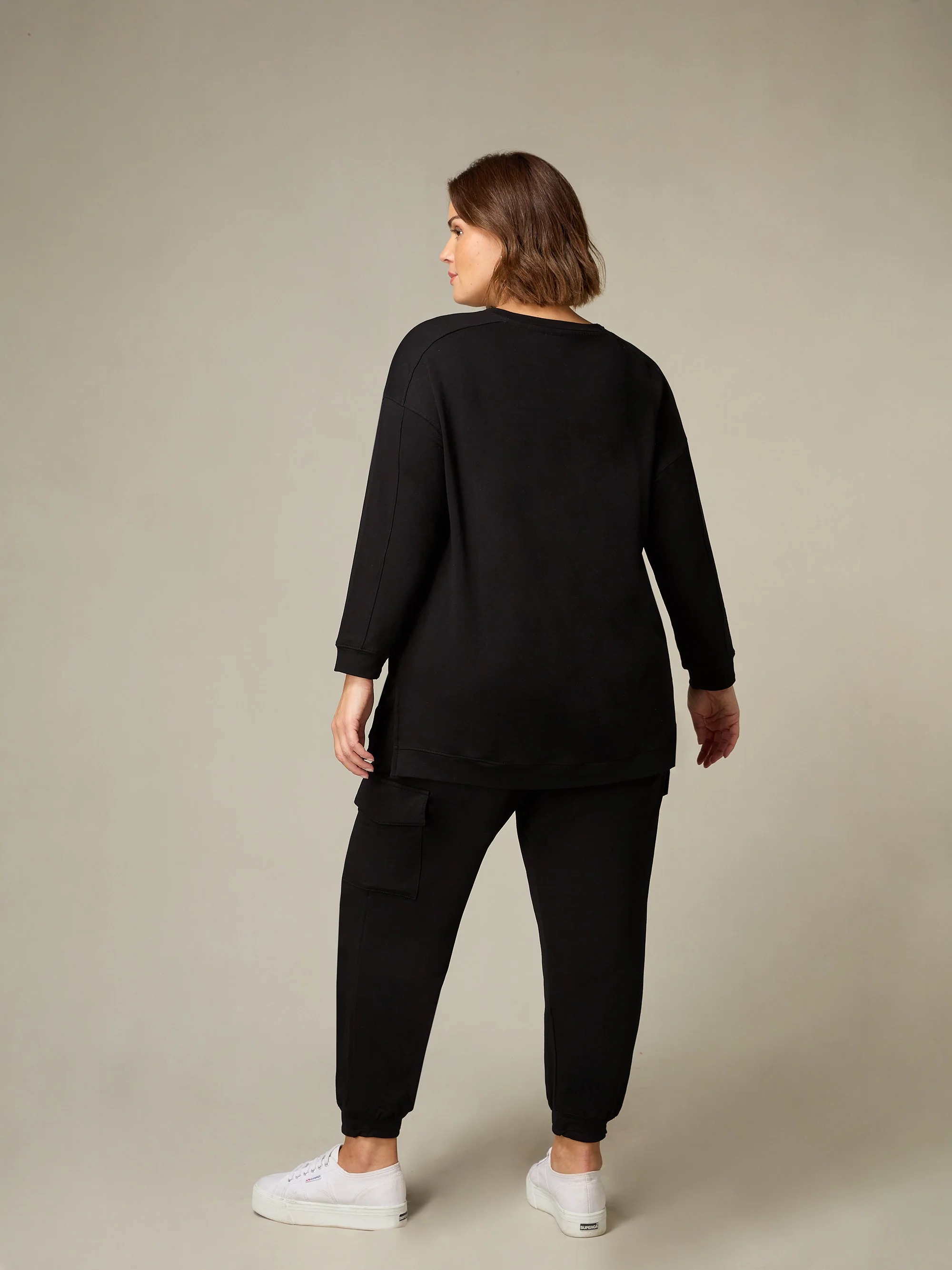 Black Jersey Cargo Trousers - Image 4