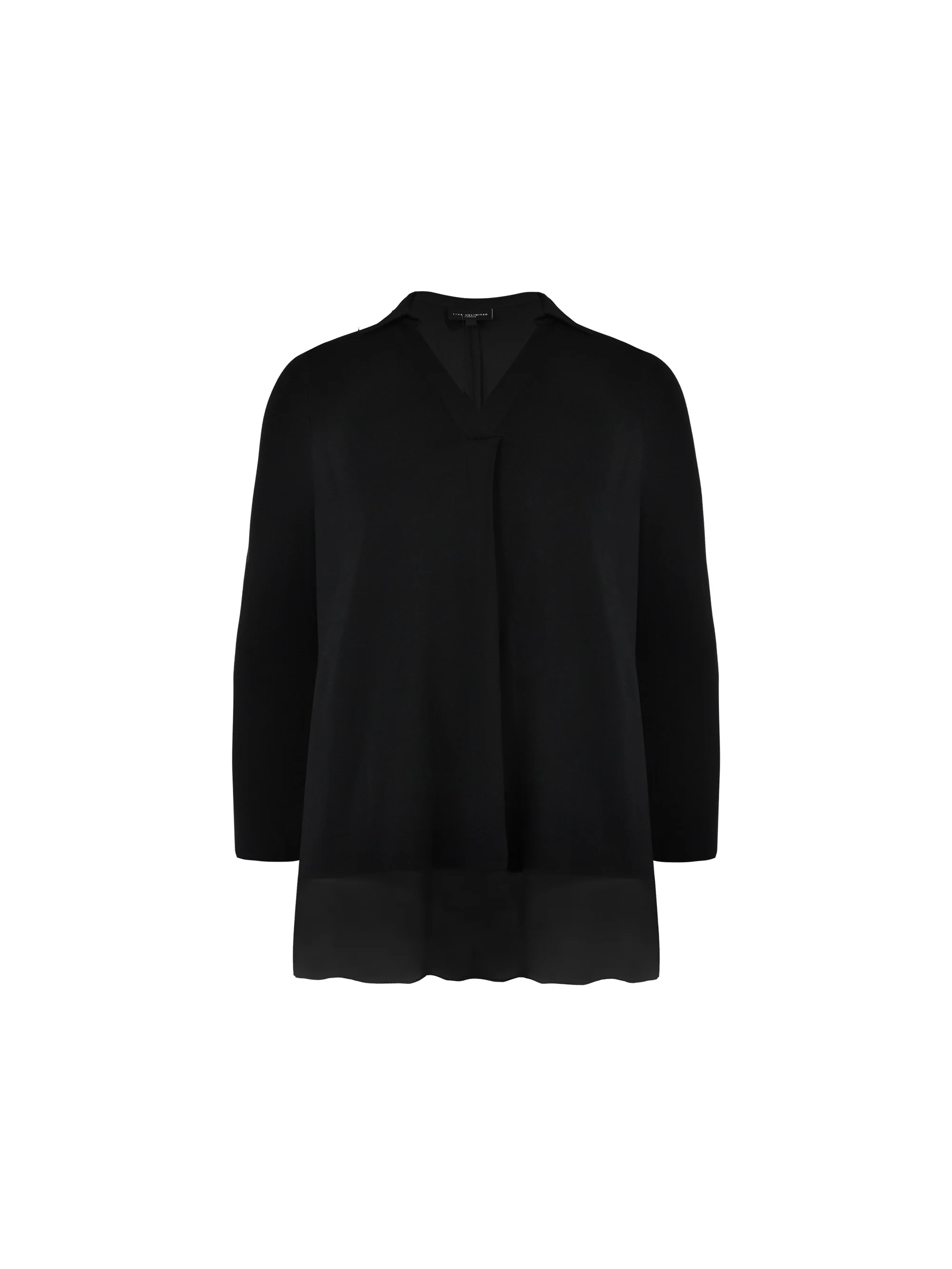 Black Jersey Chiffon Hem Shirt - Image 4