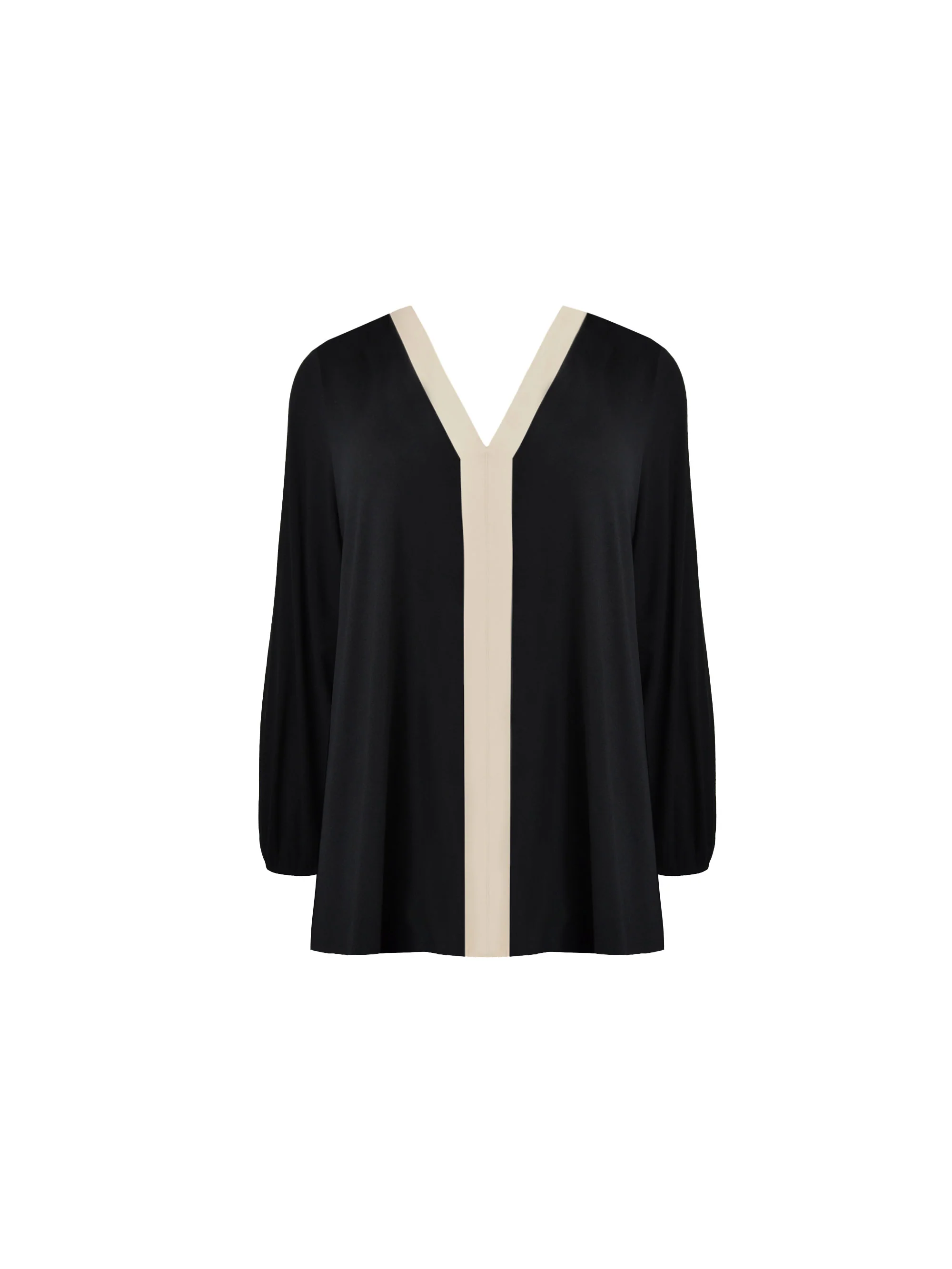 Black Jersey Contrast Placket Top - Image 4