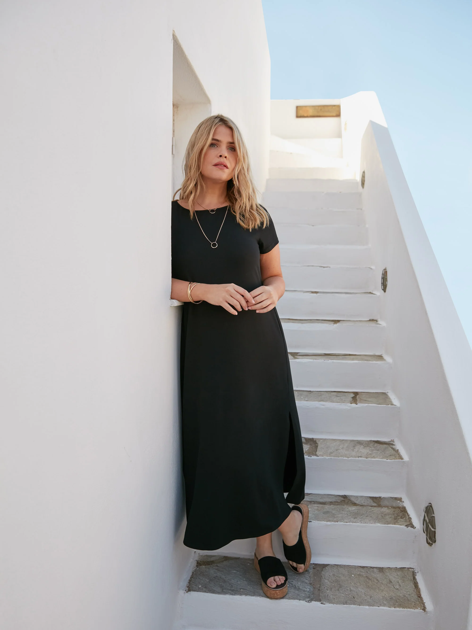Black Jersey Midaxi T-Shirt Dress - Image 2