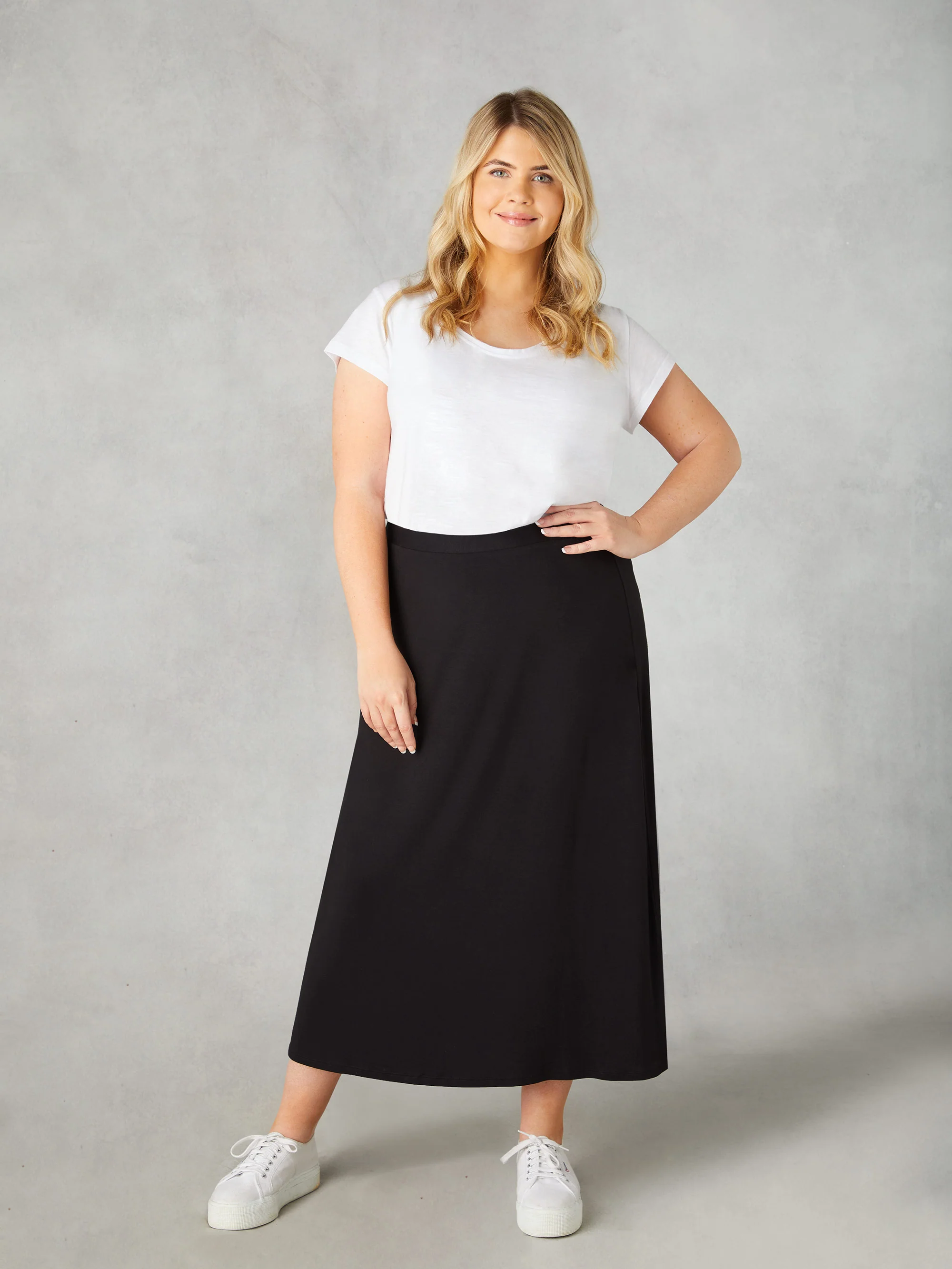Black Jersey Midi Skirt - Image 3