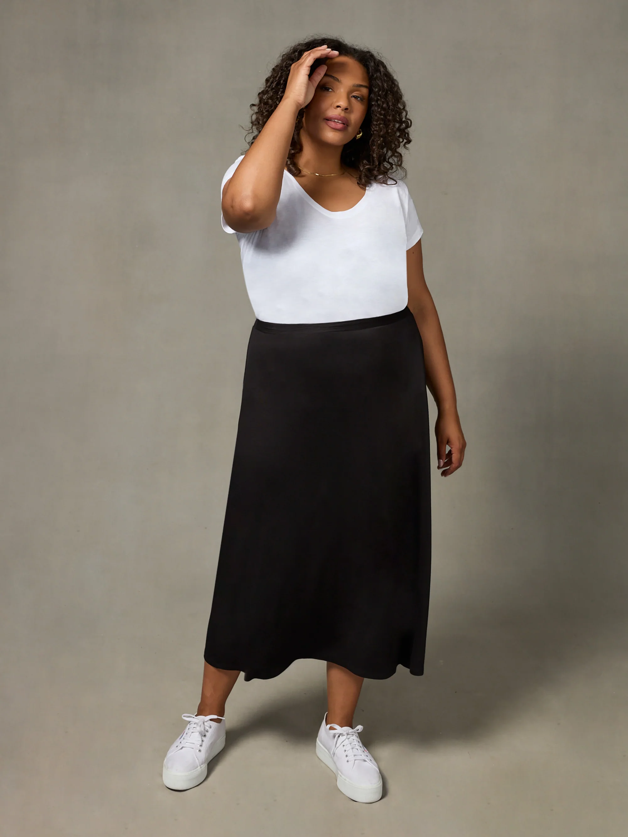 Black Jersey Midi Skirt - Image 2