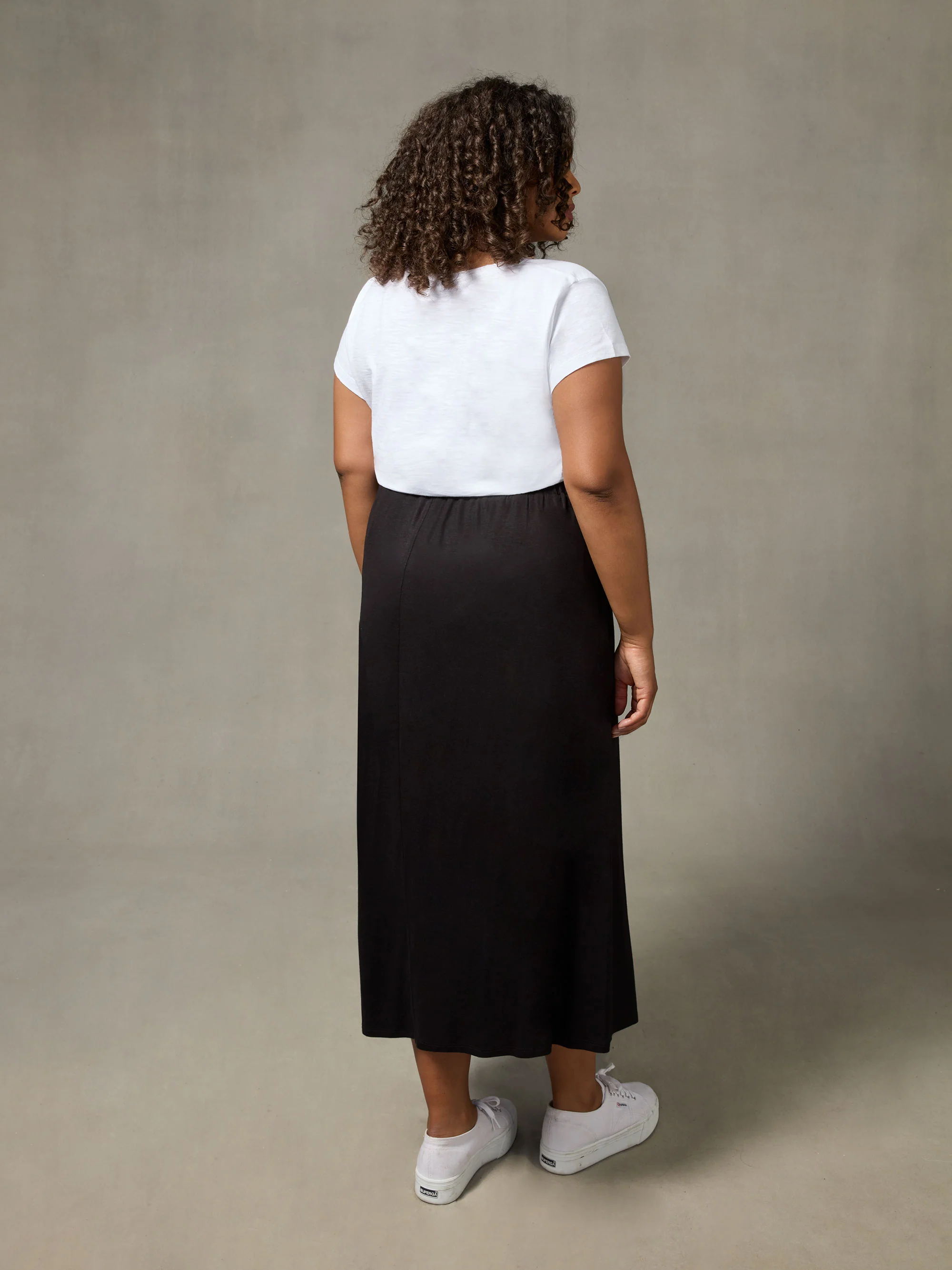 Black Jersey Midi Skirt - Image 3