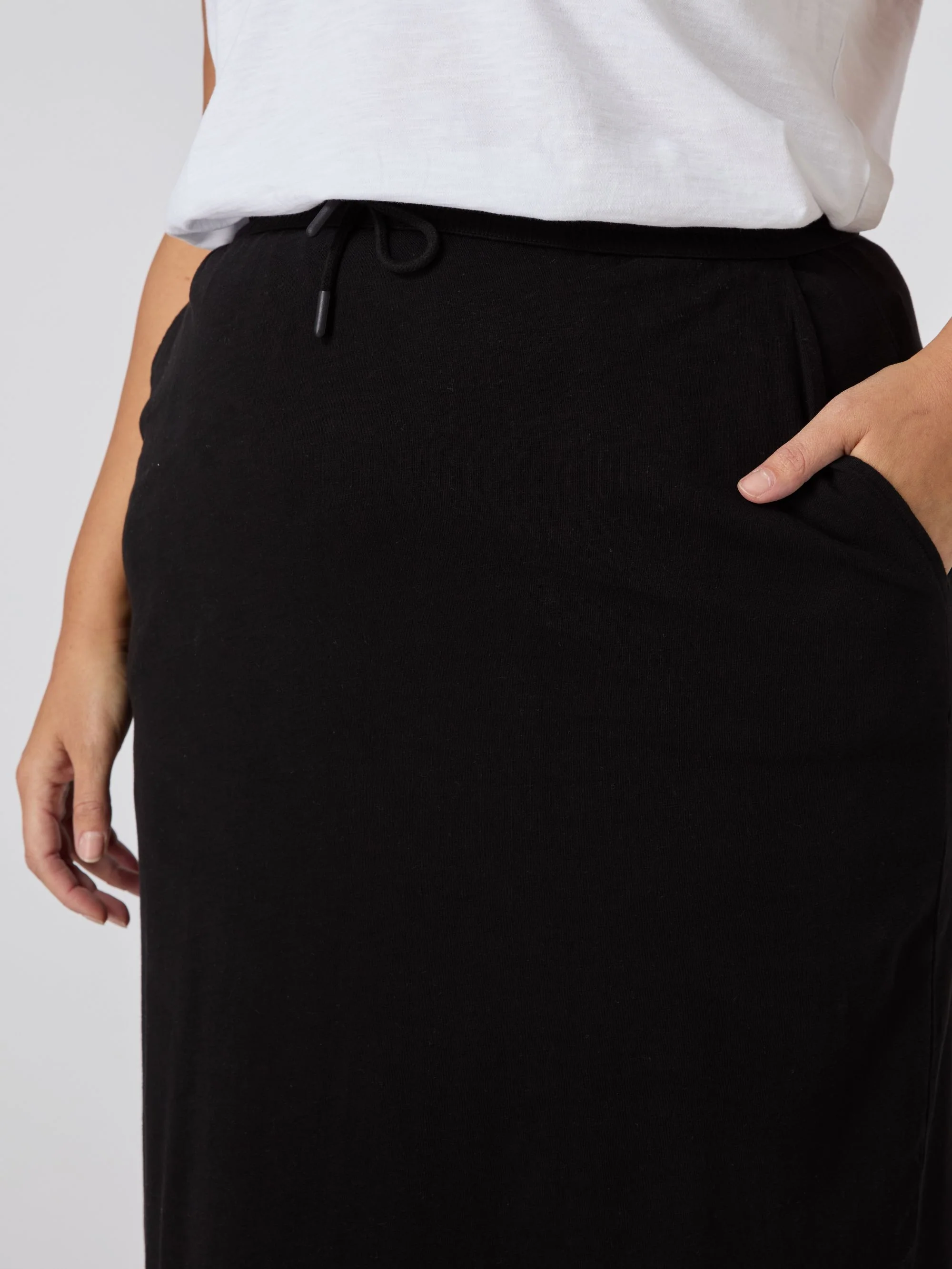Black Jersey Midi Skirt - Image 2