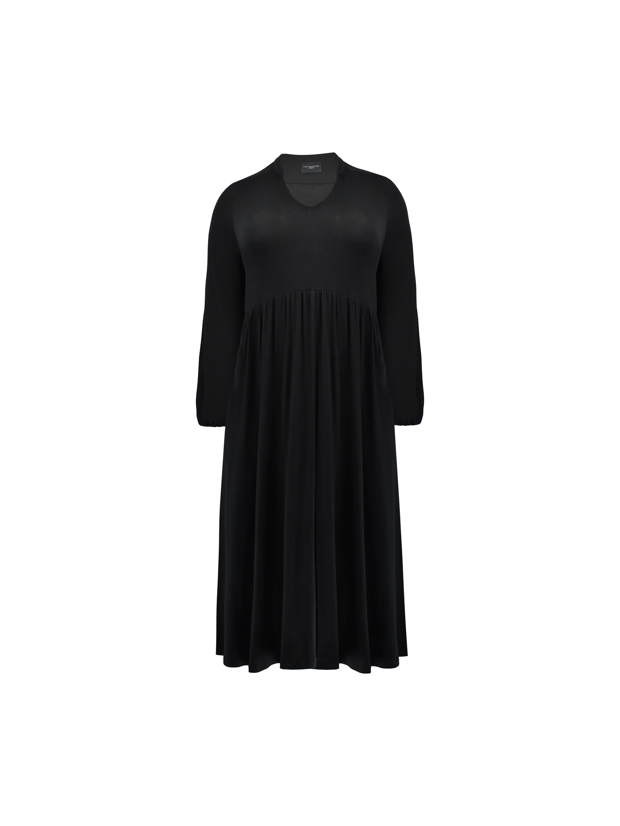Black Jersey Nehru Collar Relaxed Dress - Image 4