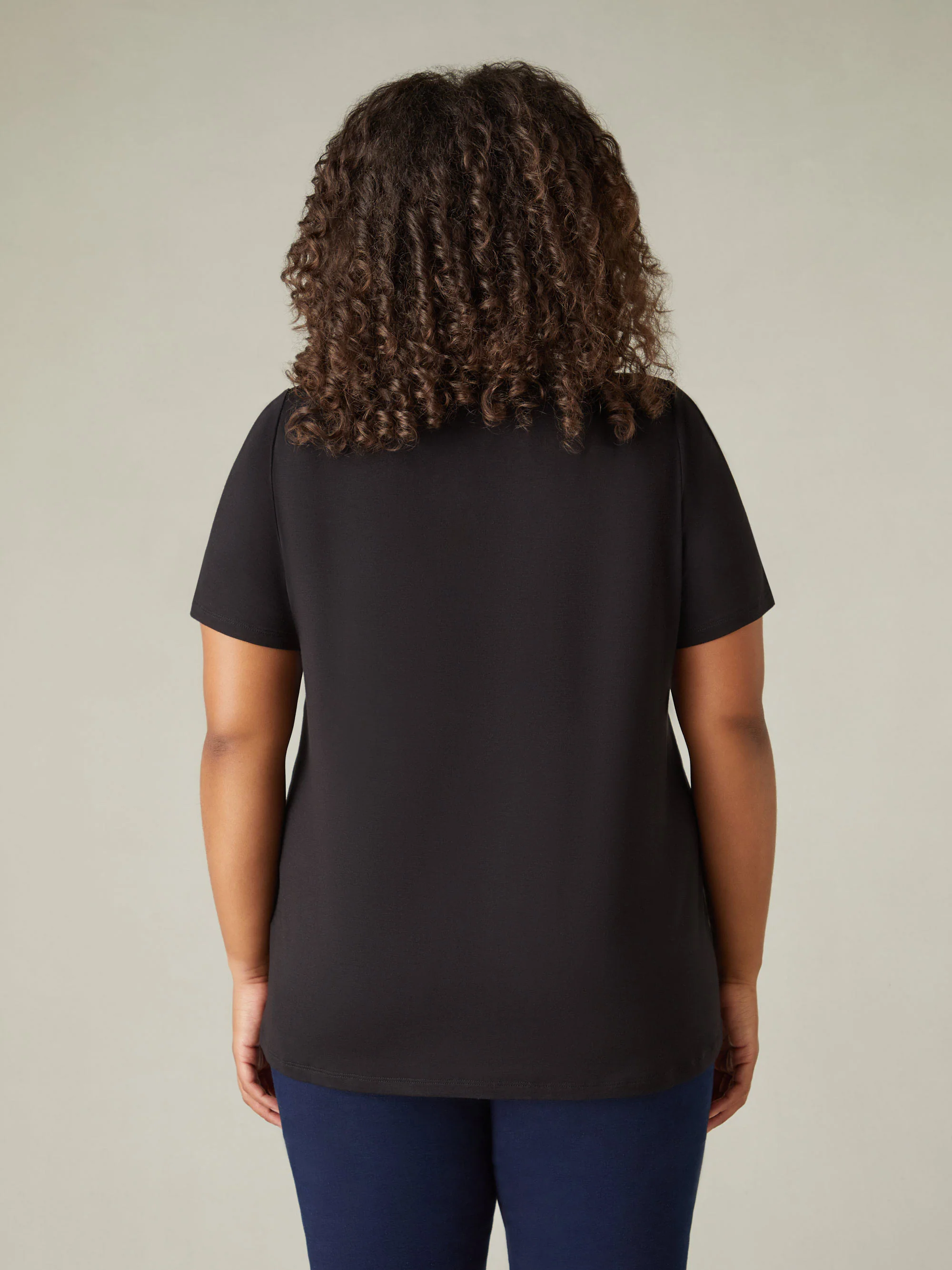 Black Jersey Notch Front Top - Image 4
