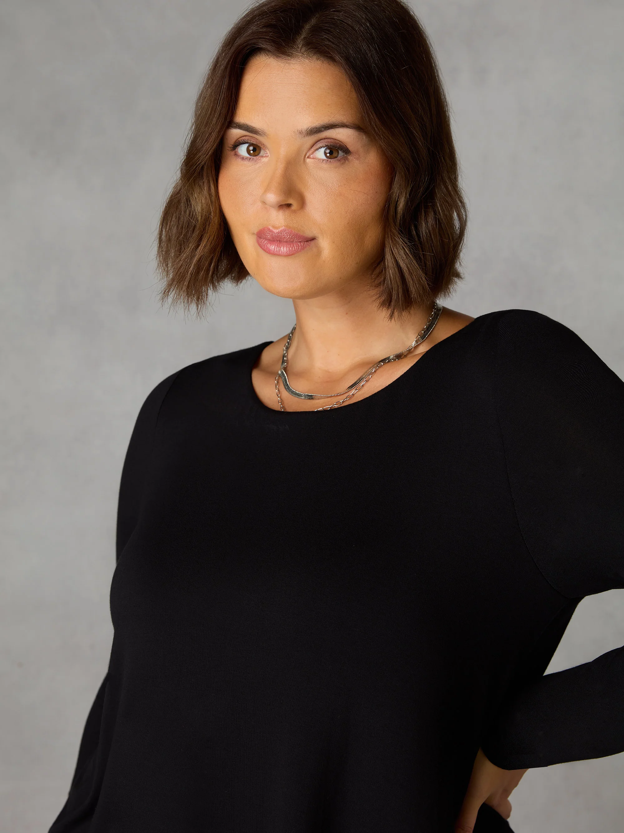 Black Jersey Overlay Tunic - Image 2