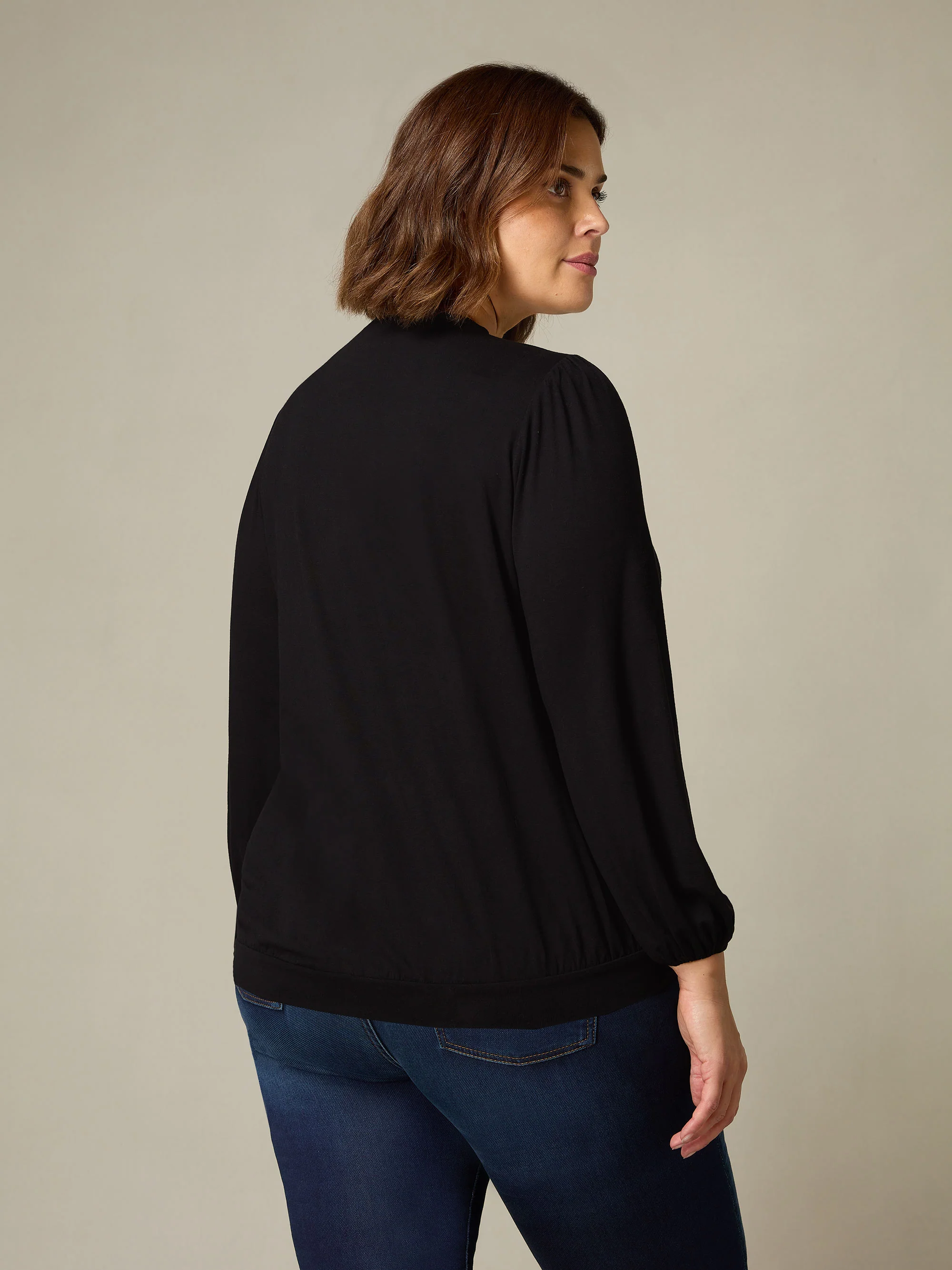 Black Jersey Pleat Front Top - Image 3