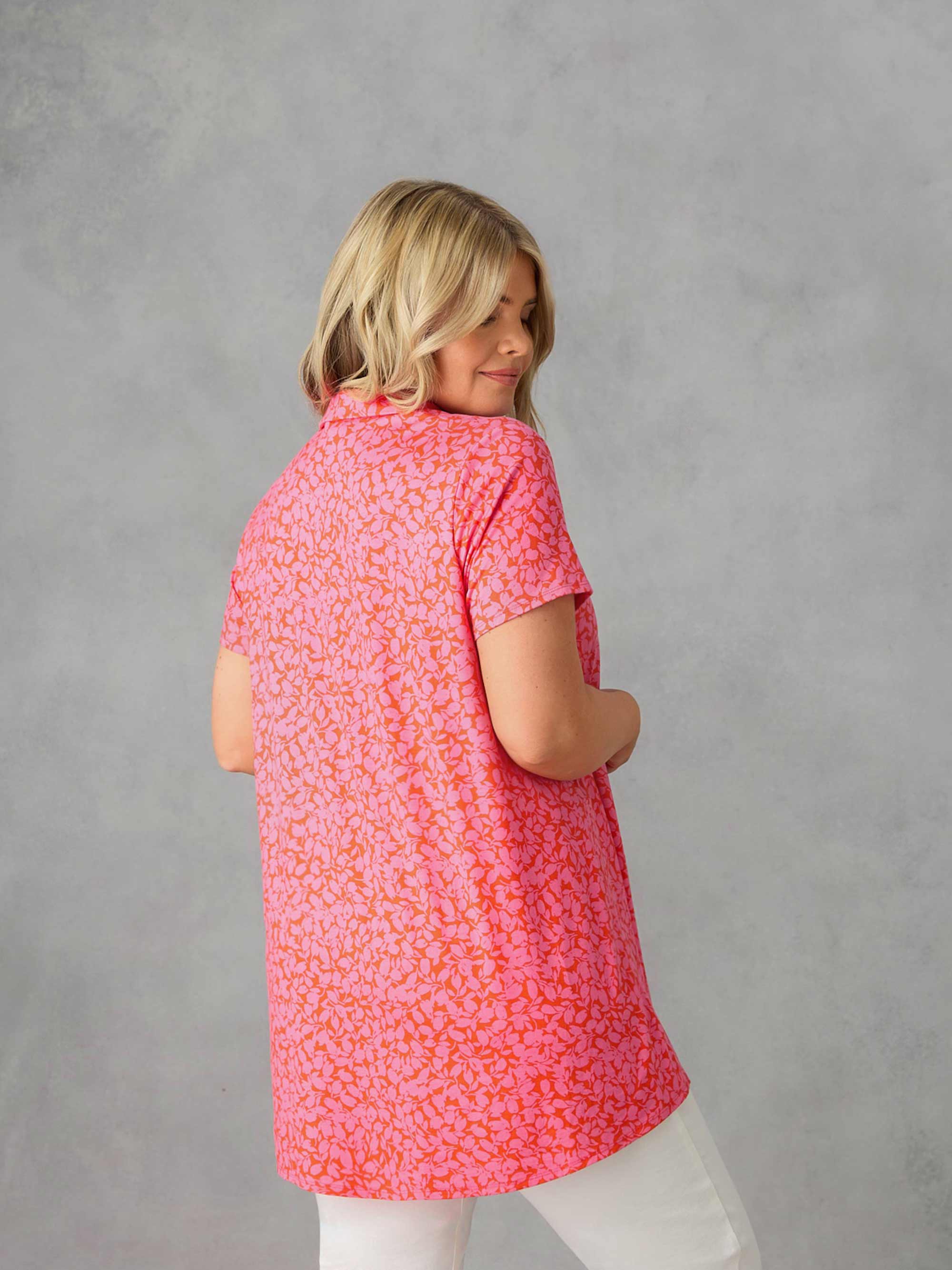 Pink Floral Jersey Relaxed Shirt - Image 3